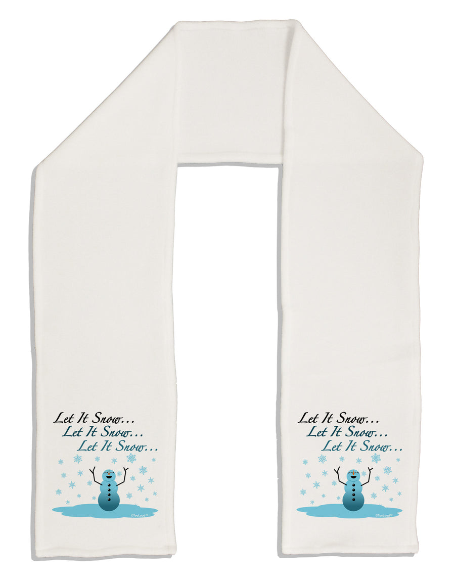 Let It Snow Happy Snowman Adult Fleece 64&#x22; Scarf-TooLoud-White-One-Size-Adult-Davson Sales