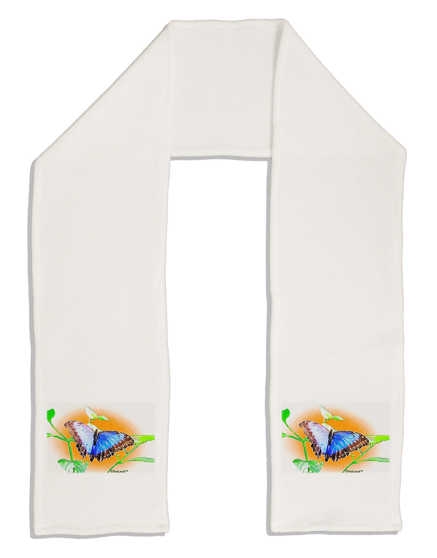 Blue Watercolor Butterfly Adult Fleece 64&#x22; Scarf-TooLoud-White-One-Size-Adult-Davson Sales