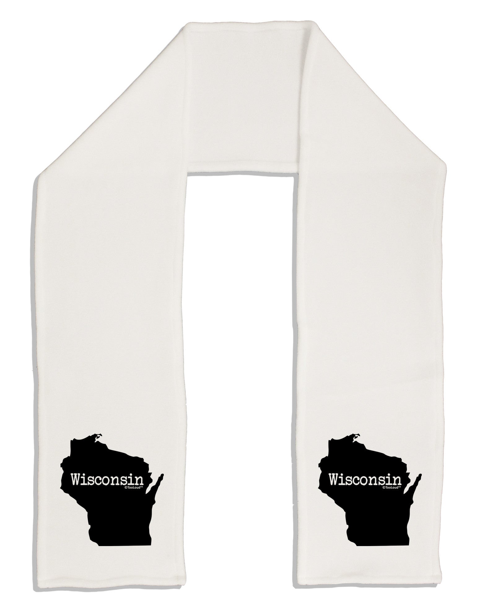Wisconsin - United States Shape Adult Fleece 64&#x22; Scarf-TooLoud-White-One-Size-Adult-Davson Sales