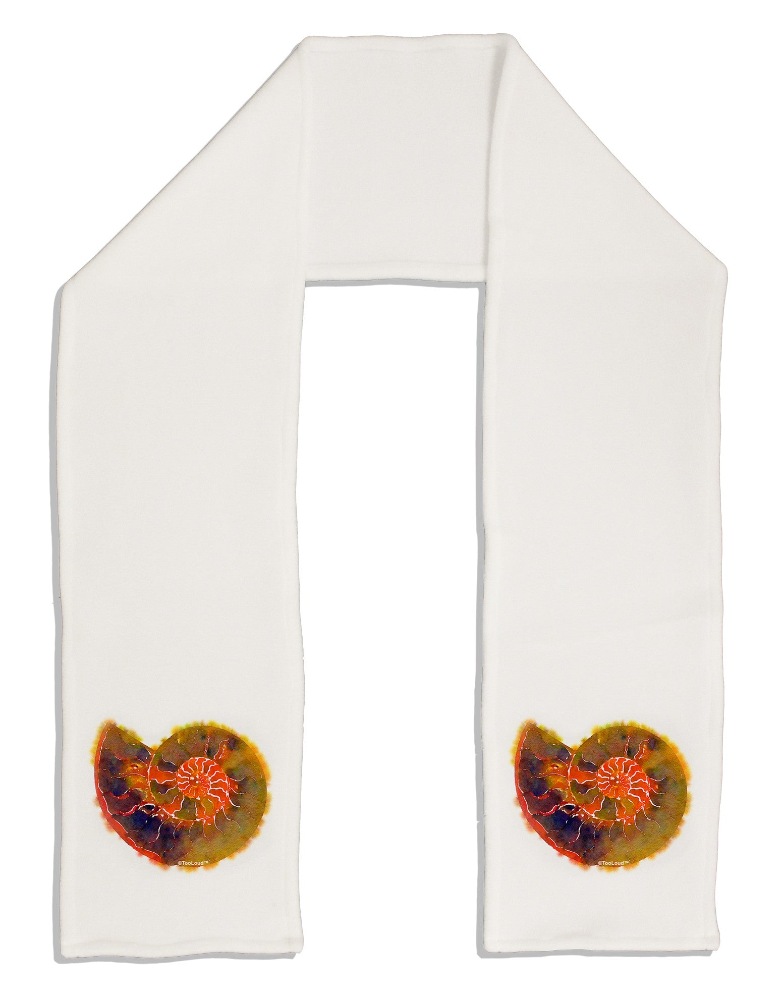 Nautilus Fossil Watercolor Adult Fleece 64&#x22; Scarf-TooLoud-White-One-Size-Adult-Davson Sales