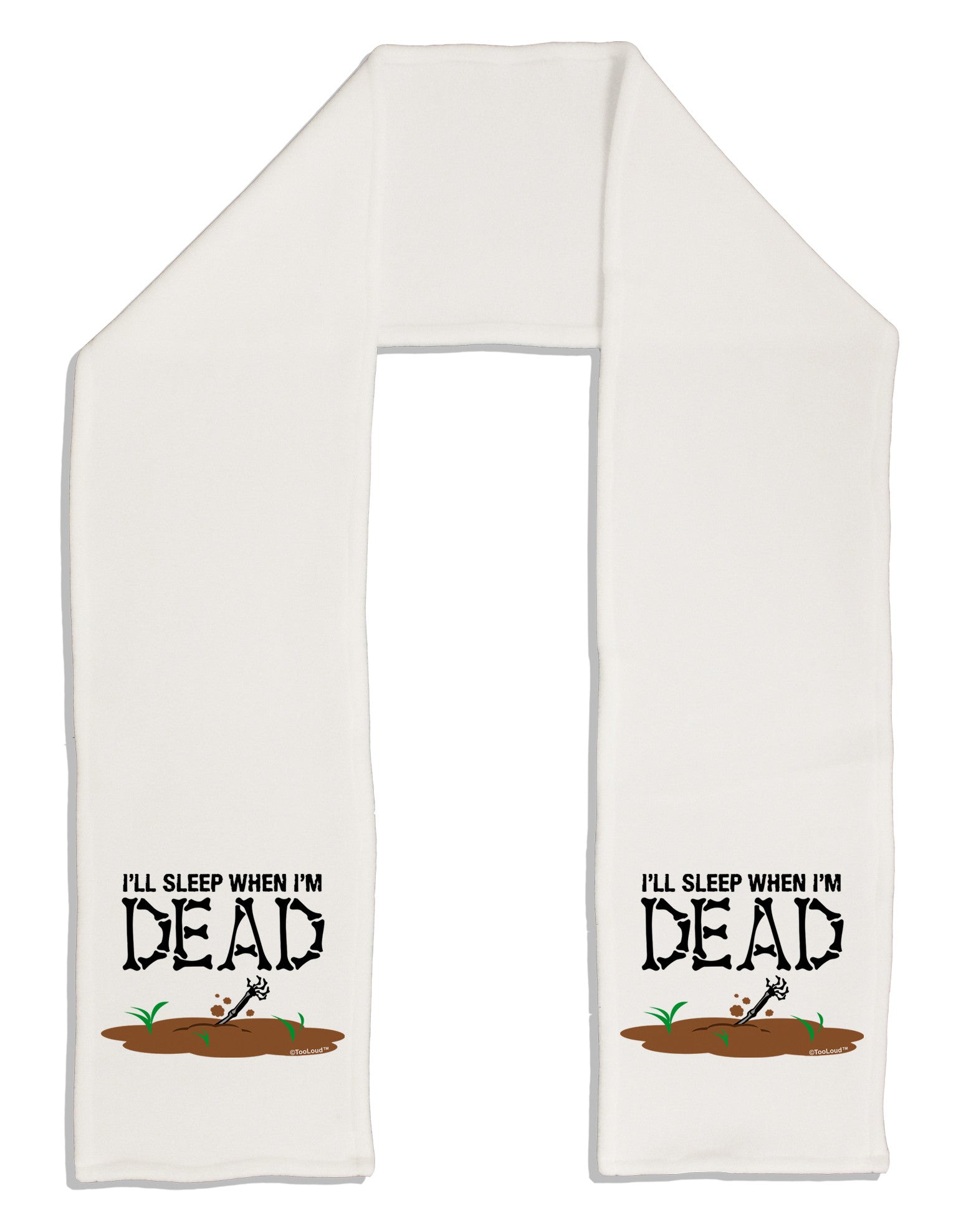 Sleep When Dead Adult Fleece 64" Scarf-TooLoud-White-One-Size-Adult-Davson Sales