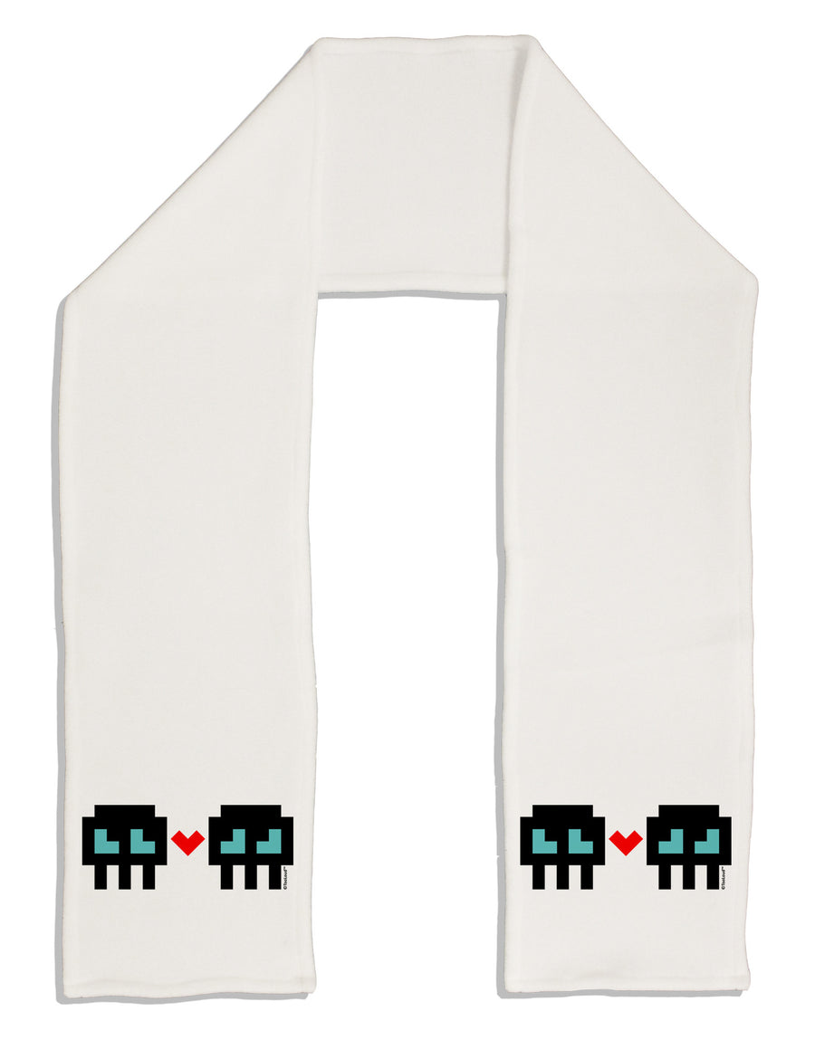 8-Bit Skull Love - Boy and Boy Adult Fleece 64&#x22; Scarf-TooLoud-White-One-Size-Adult-Davson Sales