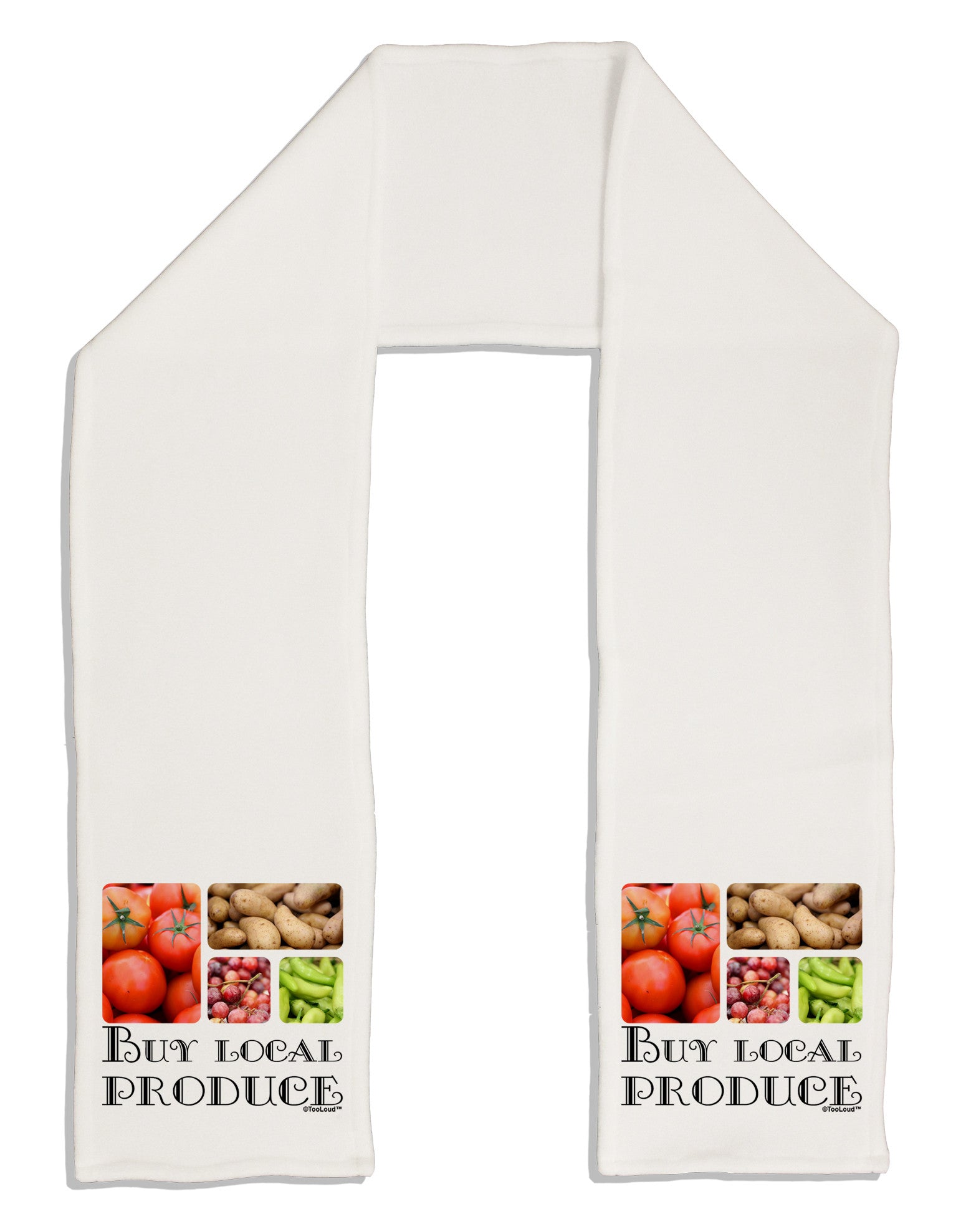 Buy Local Produce Text Adult Fleece 64&#x22; Scarf-TooLoud-White-One-Size-Adult-Davson Sales