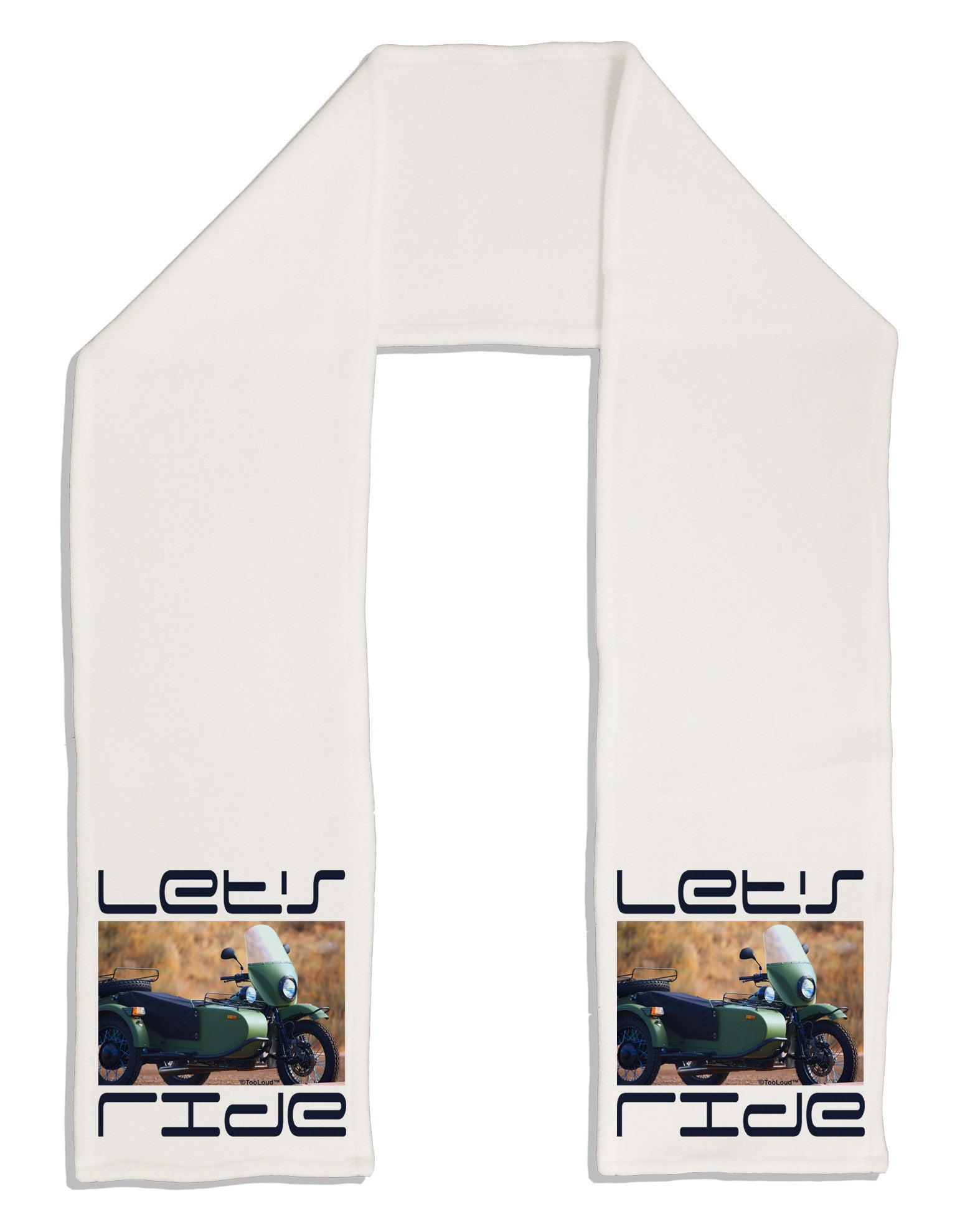 Lets Ride Sidecar Motorcycle Adult Fleece 64&#x22; Scarf-TooLoud-White-One-Size-Adult-Davson Sales