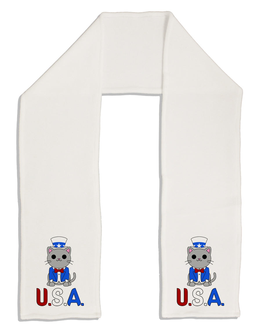 Patriotic Cat - USA Adult Fleece 64&#x22; Scarf by TooLoud-TooLoud-White-One-Size-Adult-Davson Sales