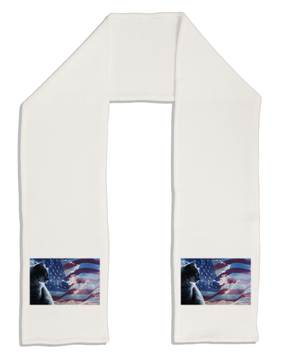 All American Cat Adult Fleece 64&#x22; Scarf by TooLoud-TooLoud-White-One-Size-Adult-Davson Sales