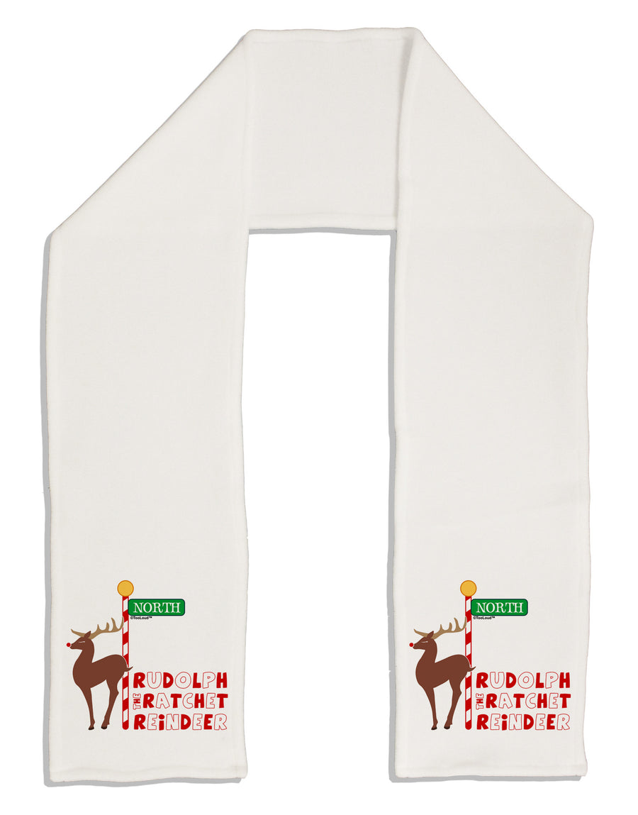 Rudolf Ratchet Reindeer Color Text Adult Fleece 64&#x22; Scarf-TooLoud-White-One-Size-Adult-Davson Sales