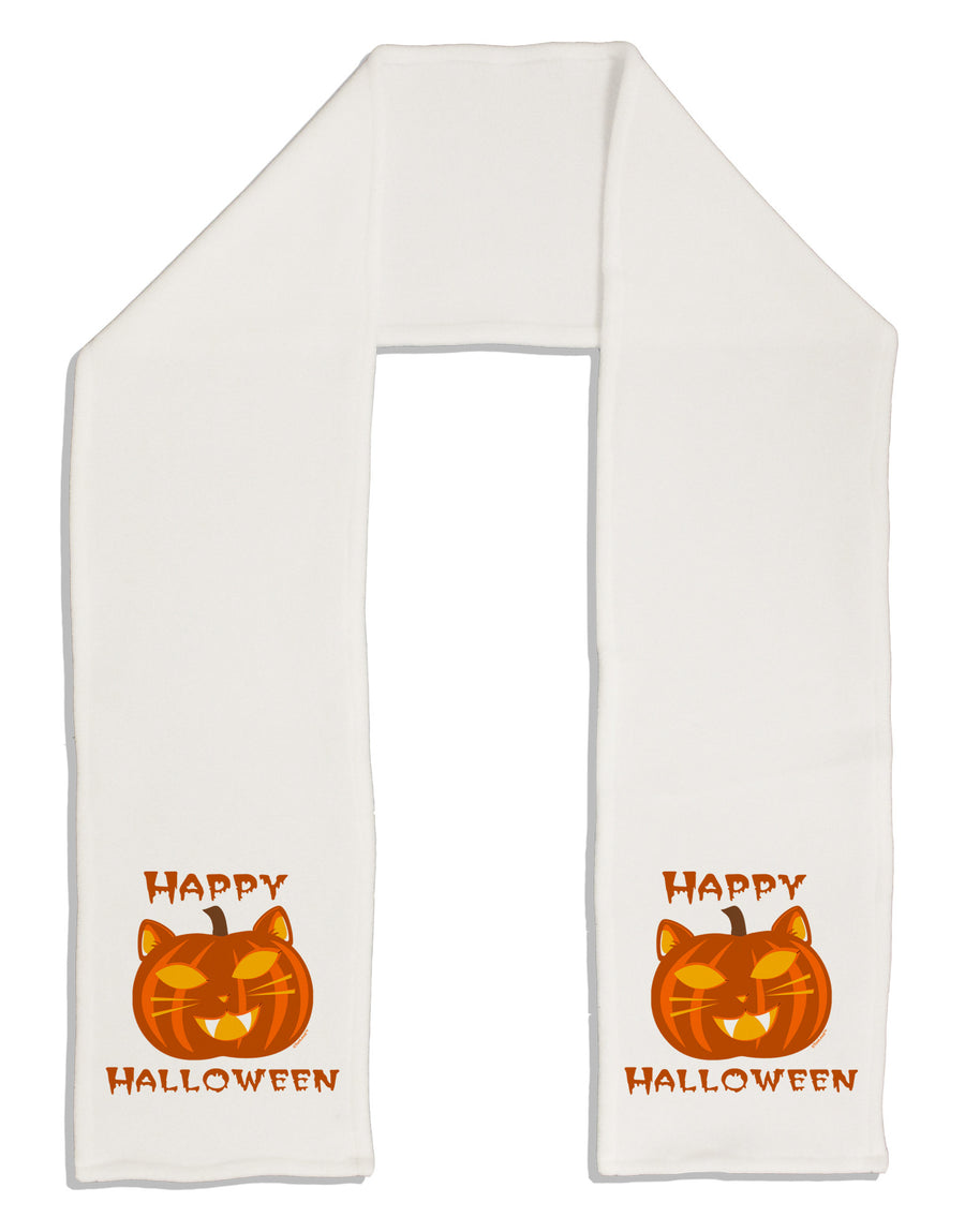 Cat-O-Lantern With Text Adult Fleece 64" Scarf-TooLoud-White-One-Size-Adult-Davson Sales