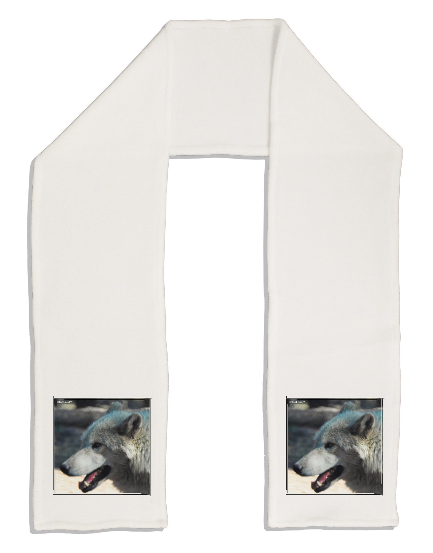 TooLoud White Wolf Face Adult Fleece 64&#x22; Scarf-TooLoud-White-One-Size-Adult-Davson Sales