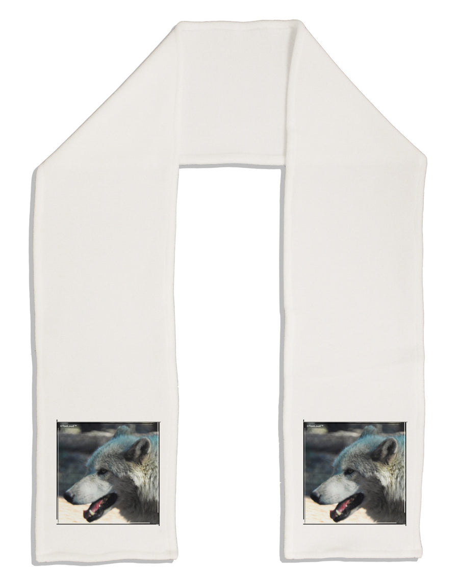 TooLoud White Wolf Face Adult Fleece 64&#x22; Scarf-TooLoud-White-One-Size-Adult-Davson Sales