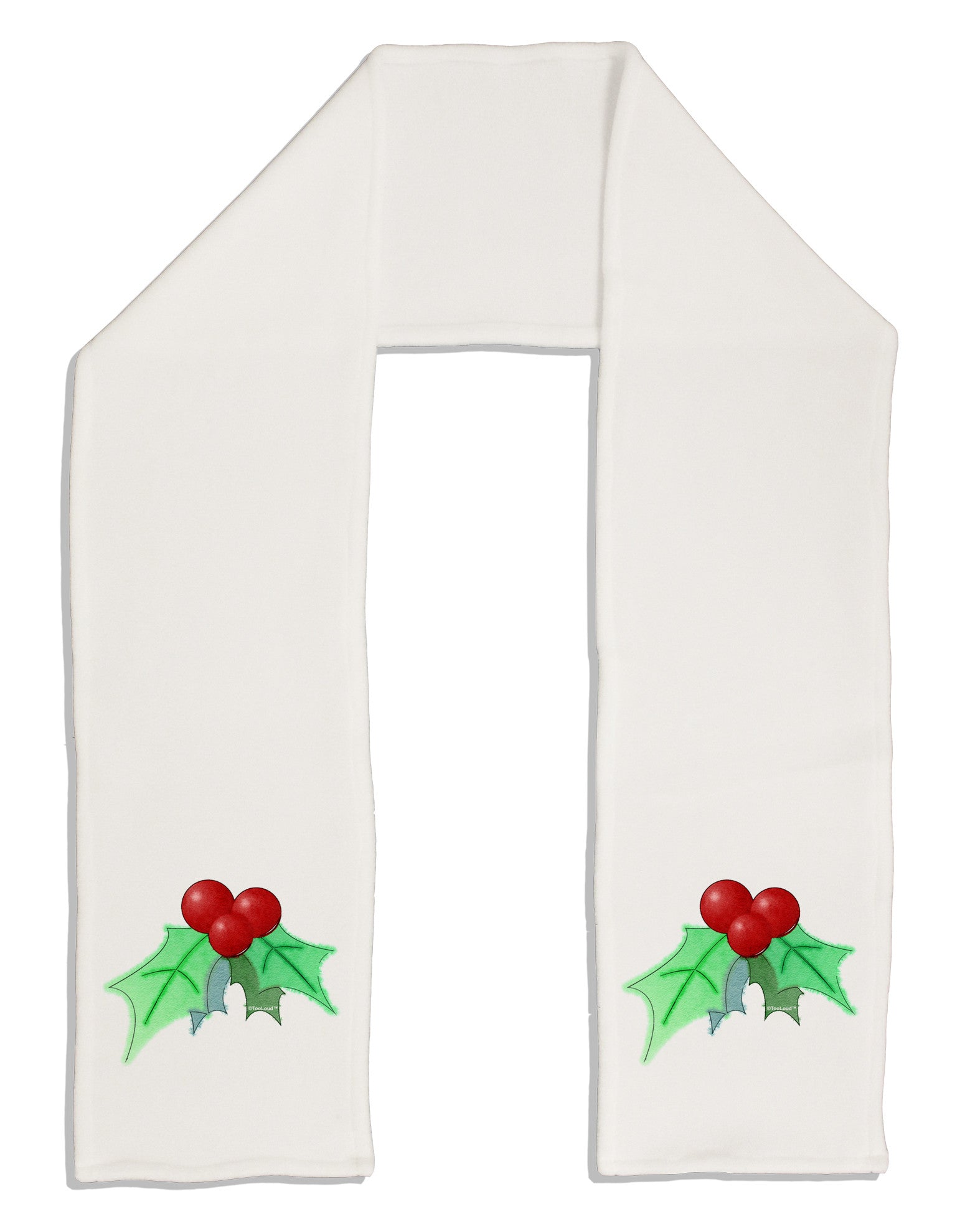Holly Watercolor Adult Fleece 64&#x22; Scarf-TooLoud-White-One-Size-Adult-Davson Sales