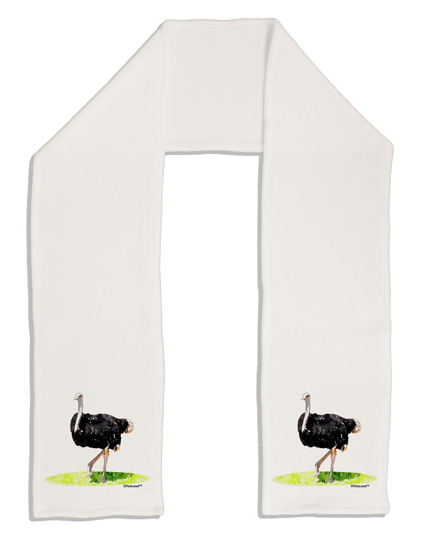 Ostrich Watercolor Adult Fleece 64&#x22; Scarf-TooLoud-White-One-Size-Adult-Davson Sales