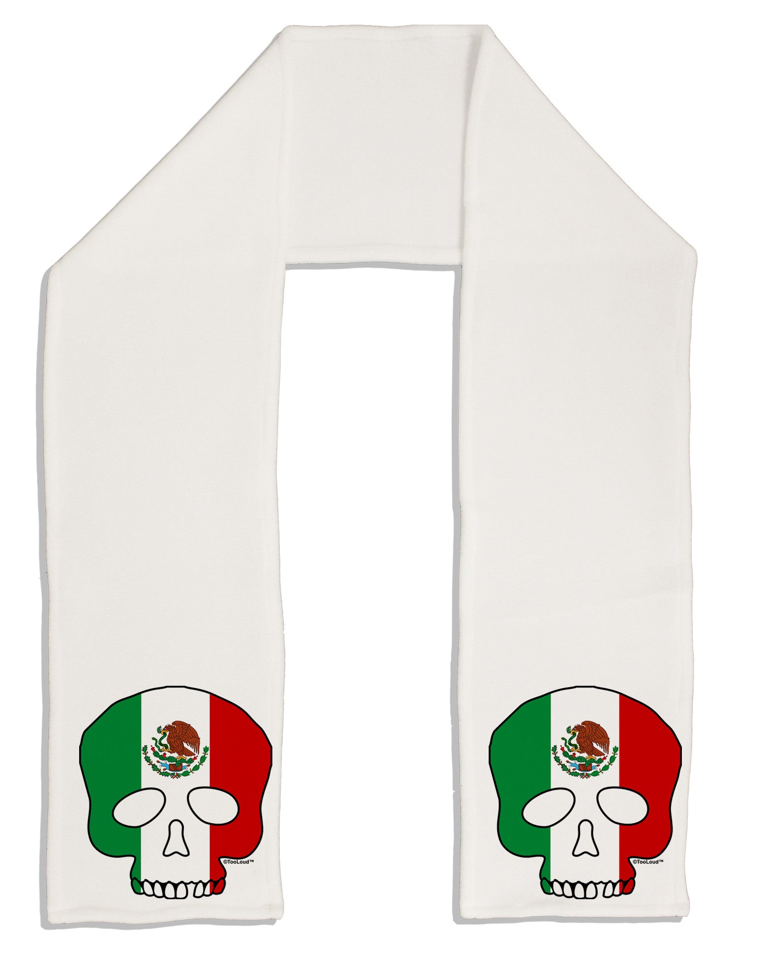 Skull Flag Mexico Adult Fleece 64&#x22; Scarf-TooLoud-White-One-Size-Adult-Davson Sales
