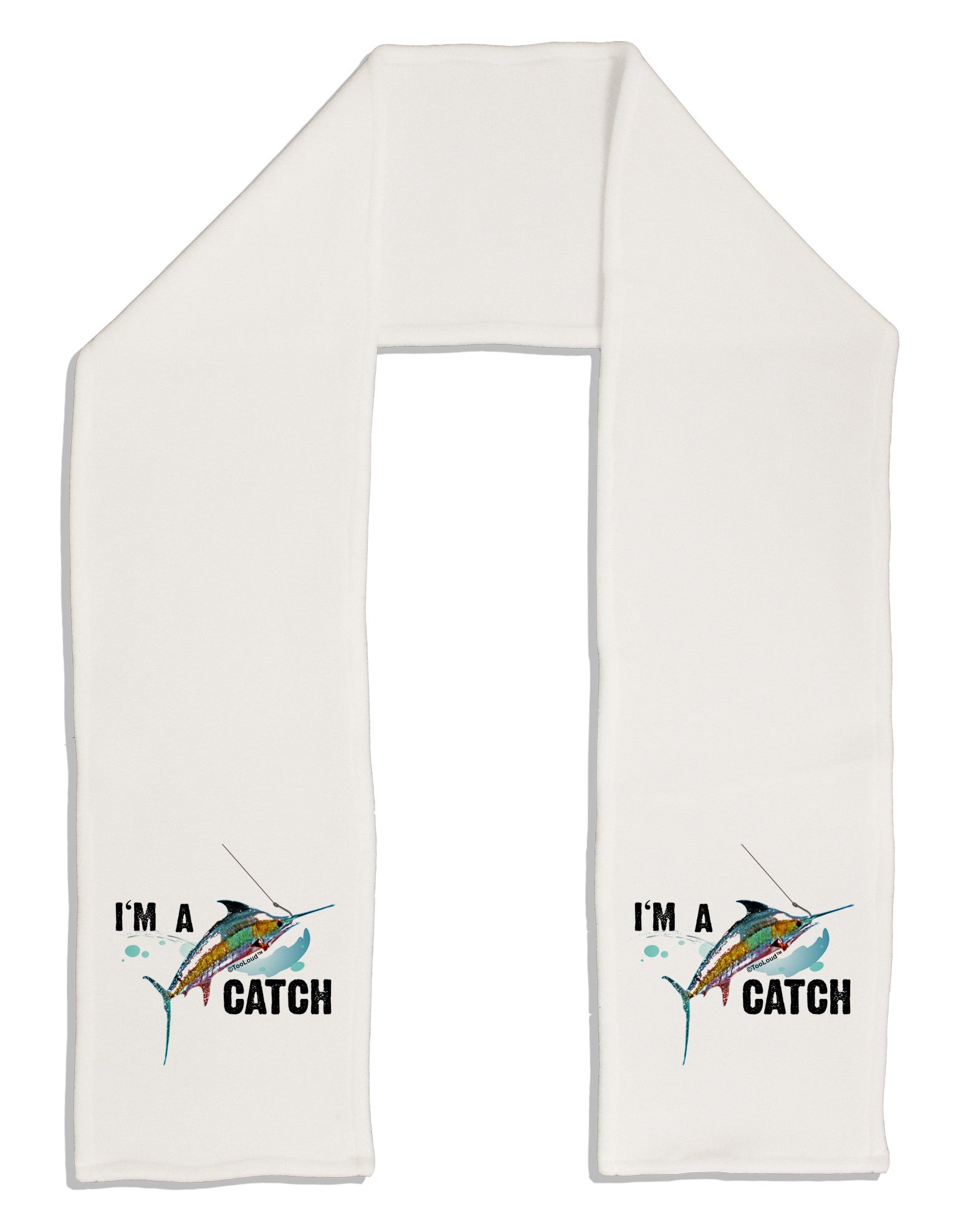 I'm A Catch Swordfish Adult Fleece 64&#x22; Scarf-TooLoud-White-One-Size-Adult-Davson Sales