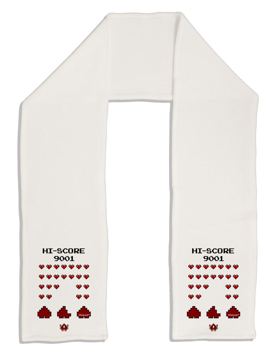 Pixel Heart Invaders Design Adult Fleece 64&#x22; Scarf-TooLoud-White-One-Size-Adult-Davson Sales