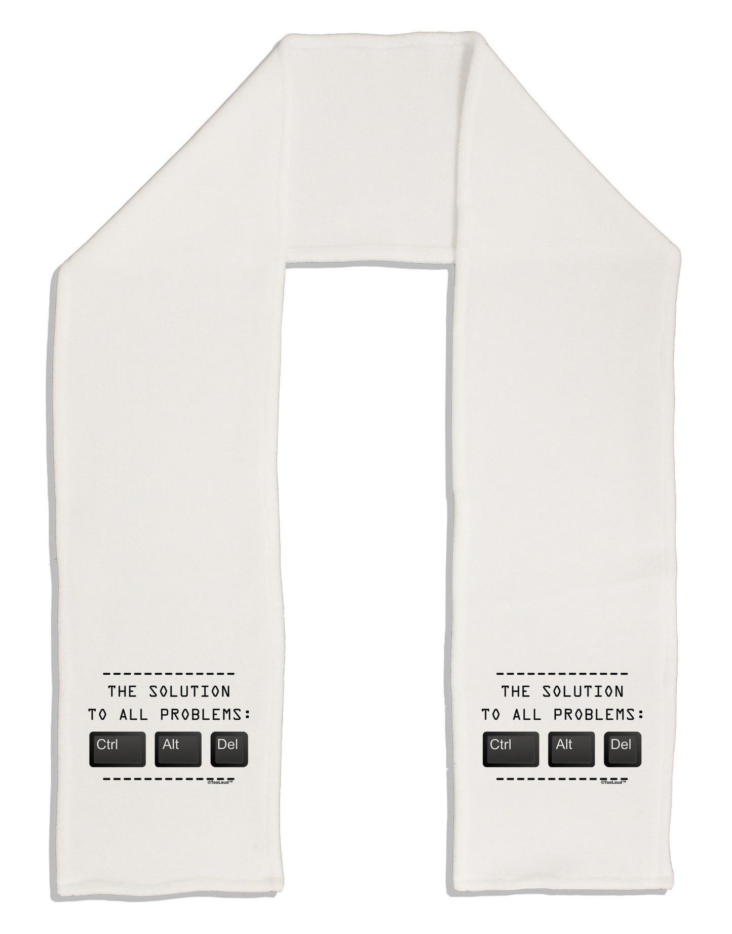 The Solution - Ctrl Alt Del Adult Fleece 64&#x22; Scarf-TooLoud-White-One-Size-Adult-Davson Sales