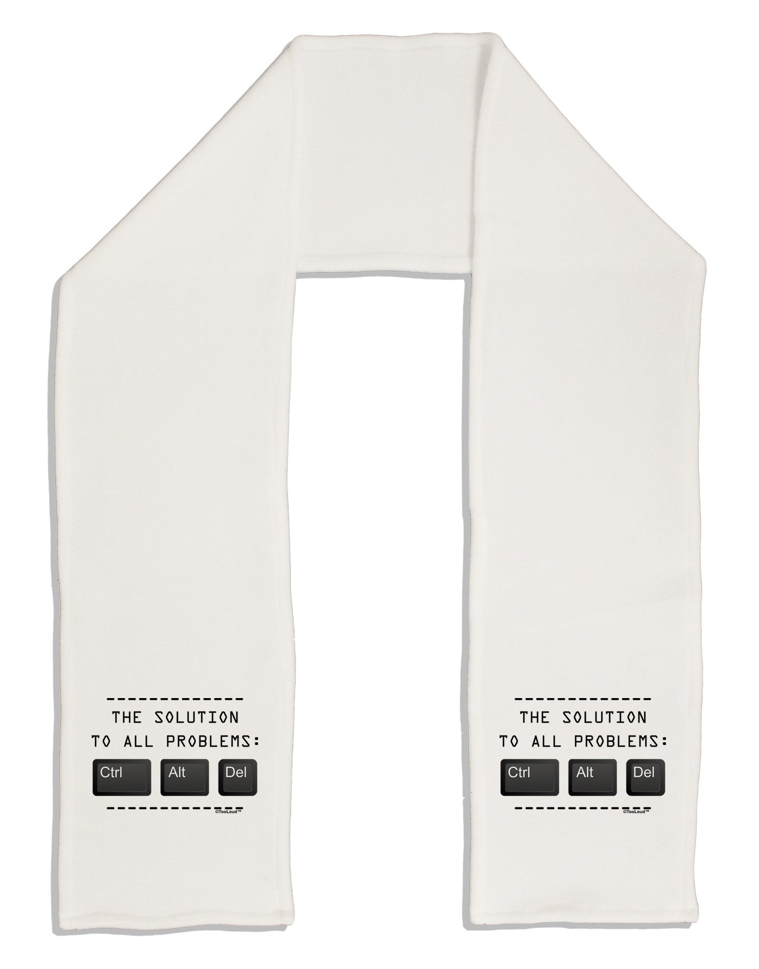 The Solution - Ctrl Alt Del Adult Fleece 64&#x22; Scarf-TooLoud-White-One-Size-Adult-Davson Sales