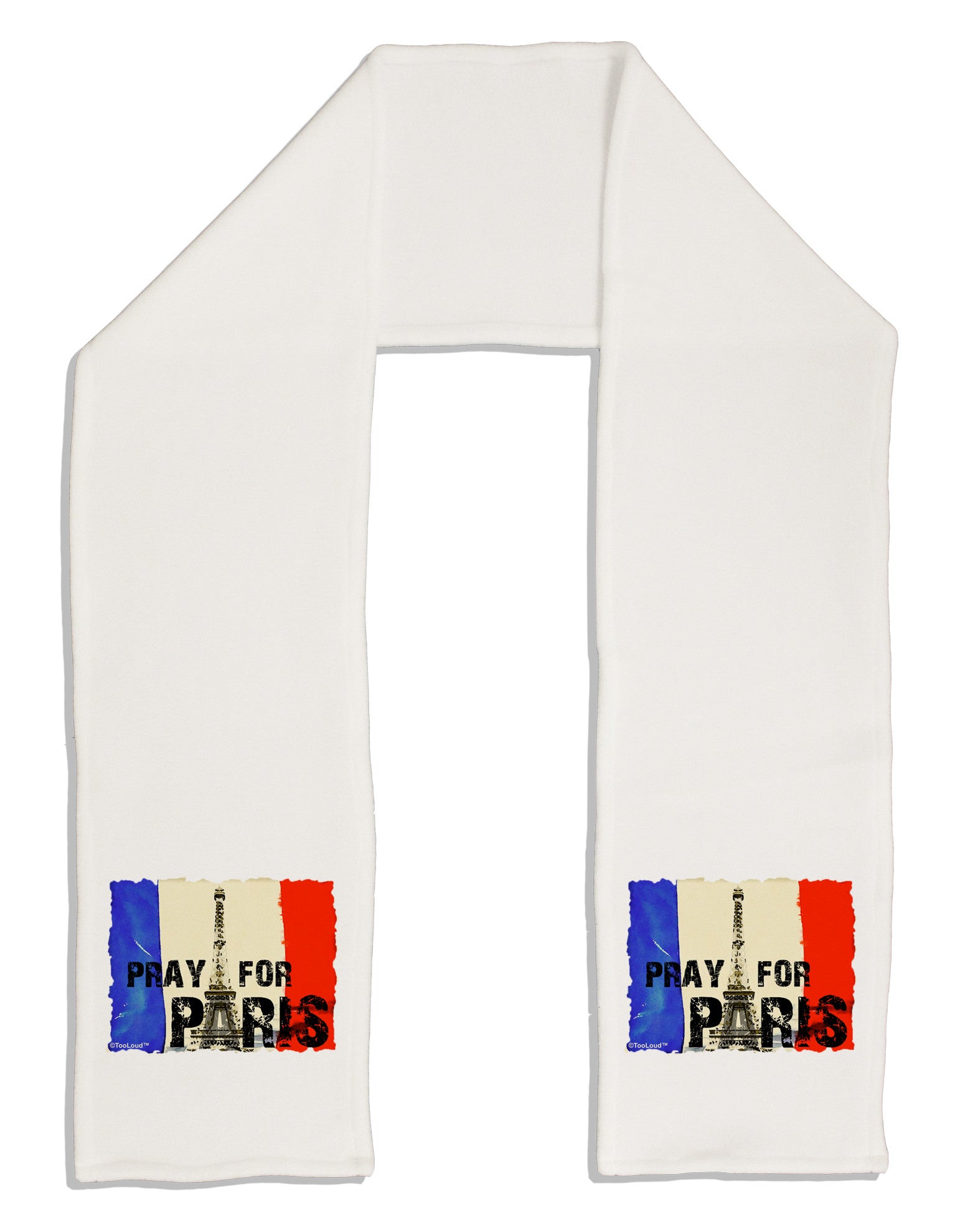 Pray For Paris Watercolor Adult Fleece 64&#x22; Scarf-TooLoud-White-One-Size-Adult-Davson Sales