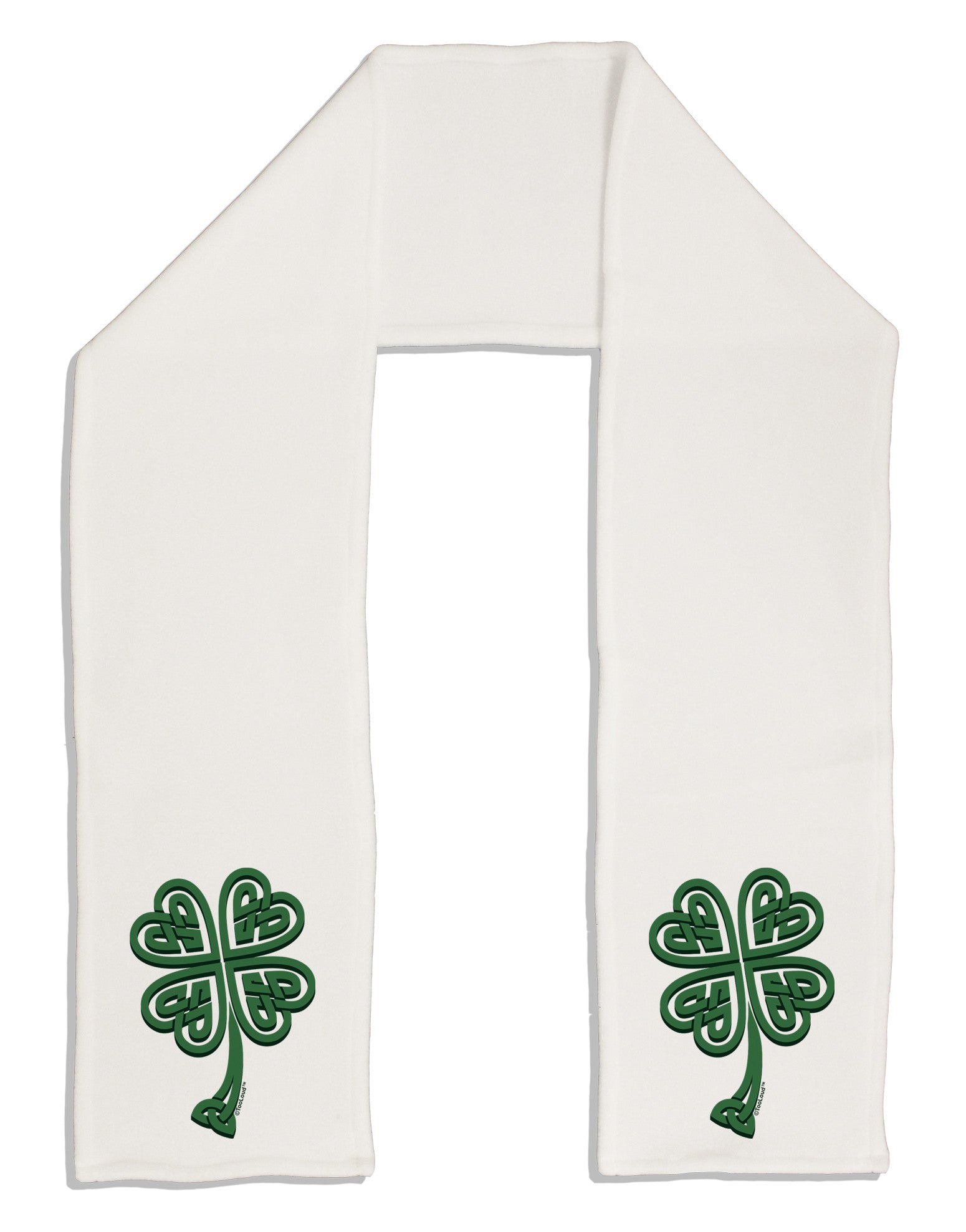 3D Style Celtic Knot 4 Leaf Clover Adult Fleece 64&#x22; Scarf-TooLoud-White-One-Size-Adult-Davson Sales