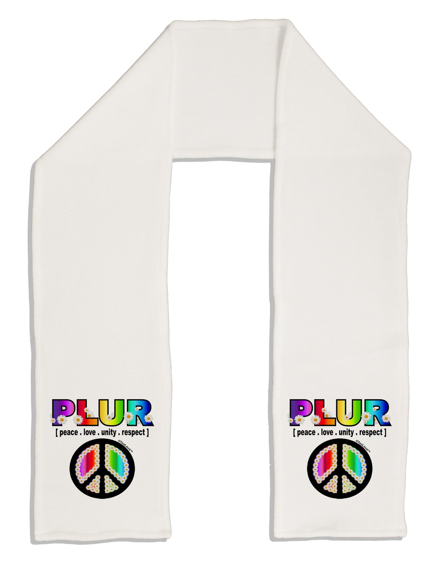 PLUR Rainbow Adult Fleece 64&#x22; Scarf-TooLoud-White-One-Size-Adult-Davson Sales