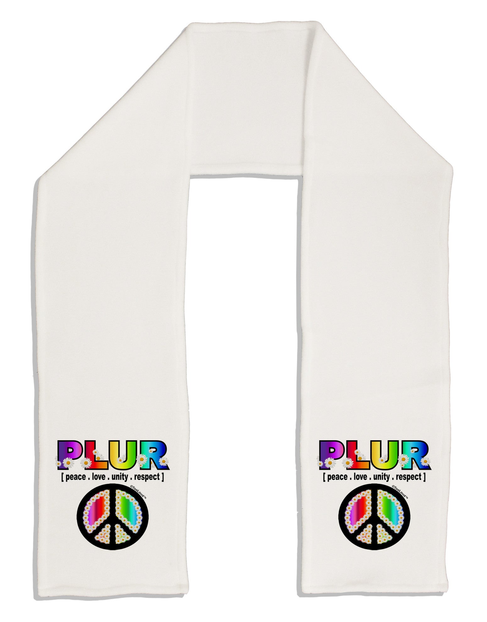 PLUR Rainbow Adult Fleece 64&#x22; Scarf-TooLoud-White-One-Size-Adult-Davson Sales