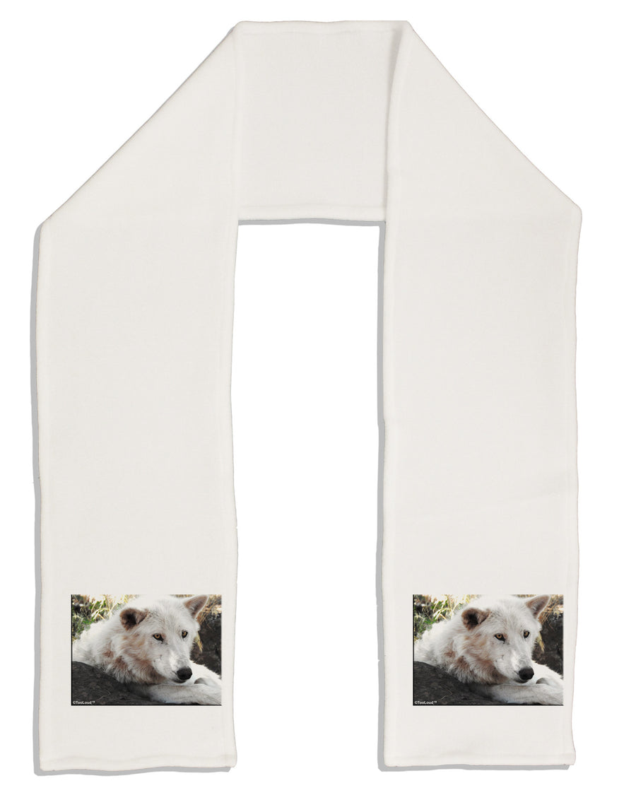 Laying White Wolf Adult Fleece 64&#x22; Scarf-TooLoud-White-One-Size-Adult-Davson Sales