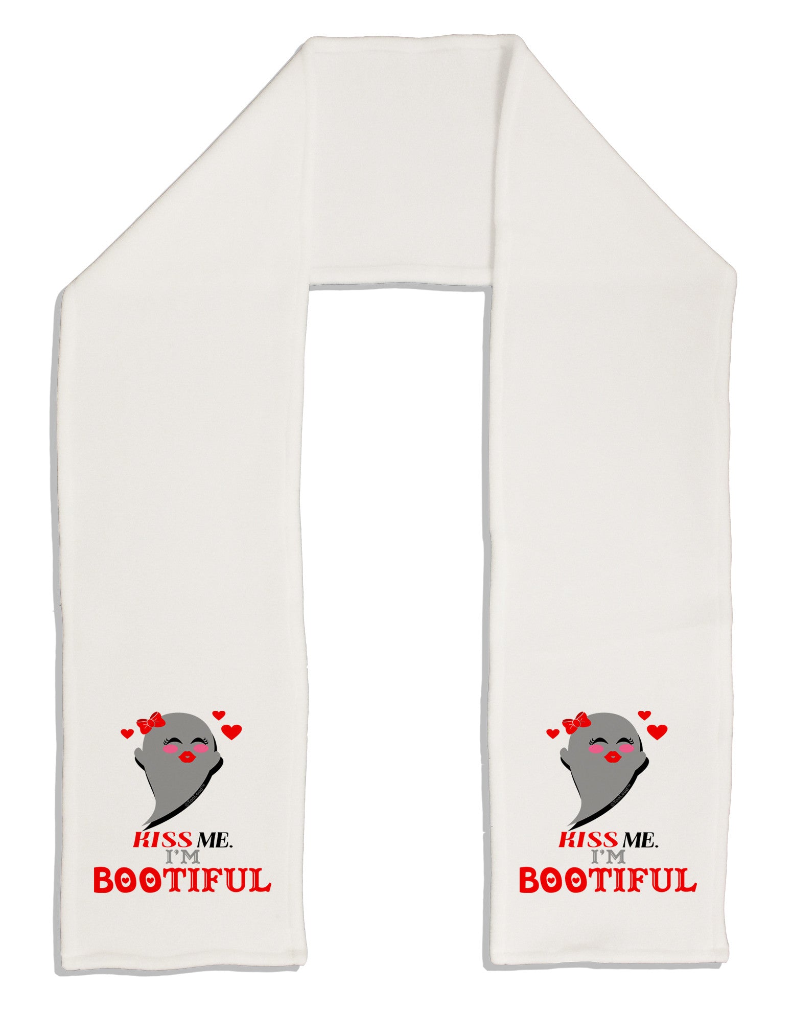 Kiss Me BOOtiful Ghost Red Adult Fleece 64&#x22; Scarf-TooLoud-White-One-Size-Adult-Davson Sales