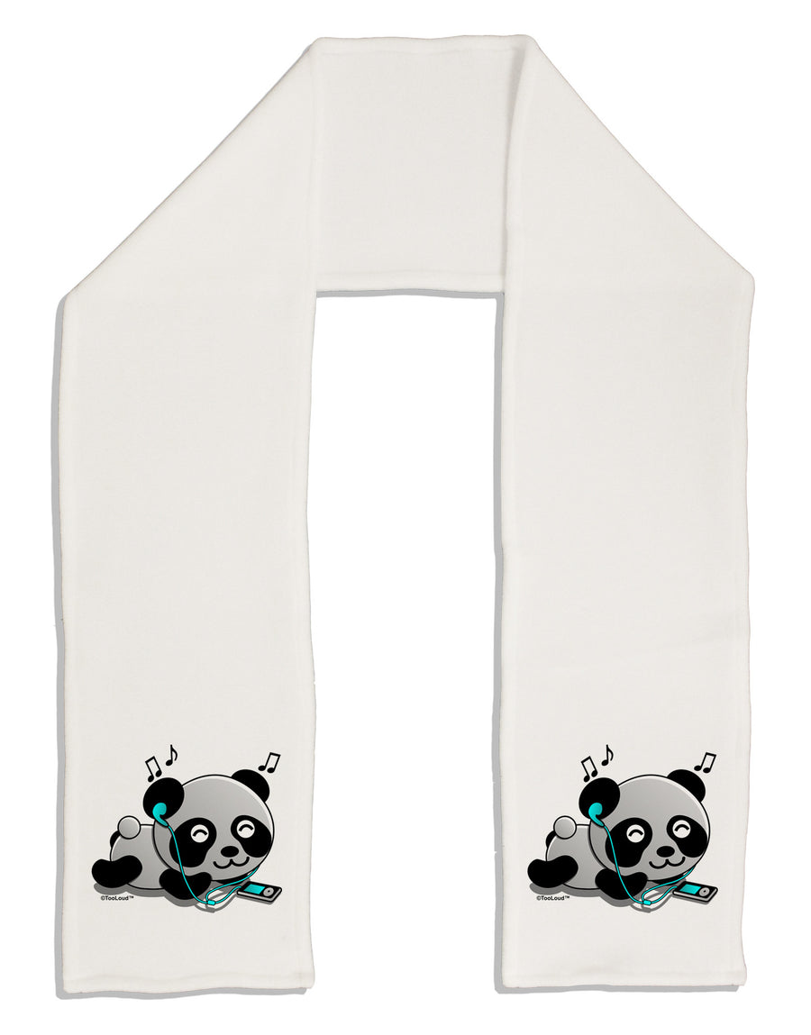 Cute Panda With Ear Buds Adult Fleece 64&#x22; Scarf-TooLoud-White-One-Size-Adult-Davson Sales