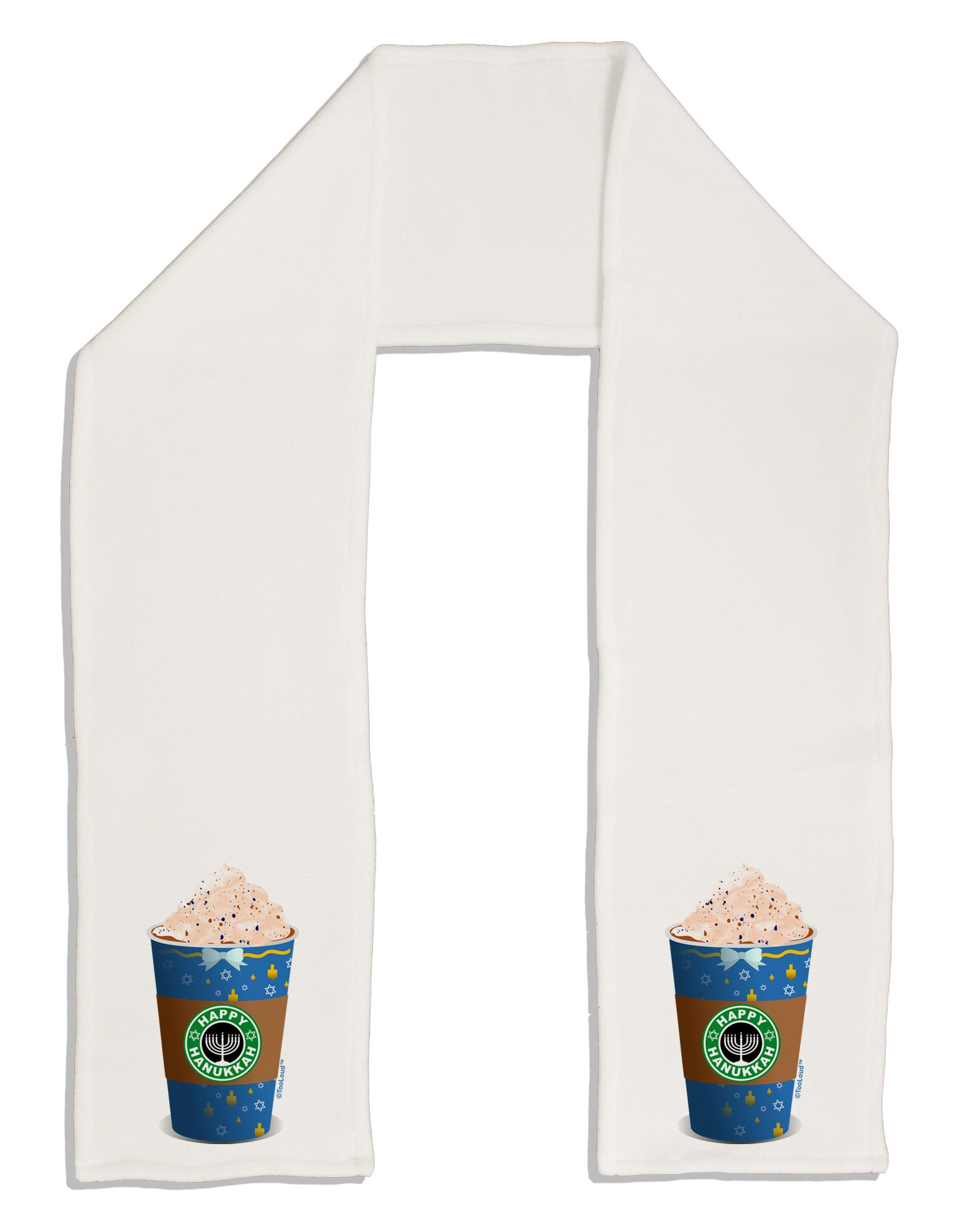 Happy Hanukkah Latte Cup Adult Fleece 64&#x22; Scarf-TooLoud-White-One-Size-Adult-Davson Sales