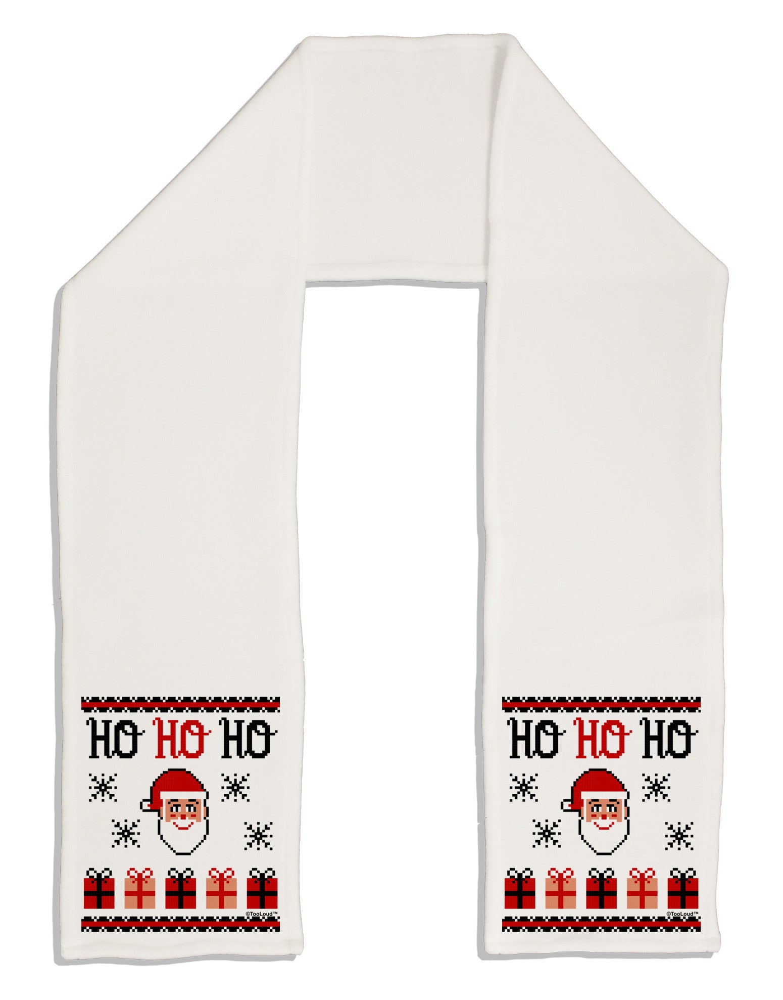 Ho Ho Ho Ugly Christmas Sweater Adult Fleece 64&#x22; Scarf-TooLoud-White-One-Size-Adult-Davson Sales