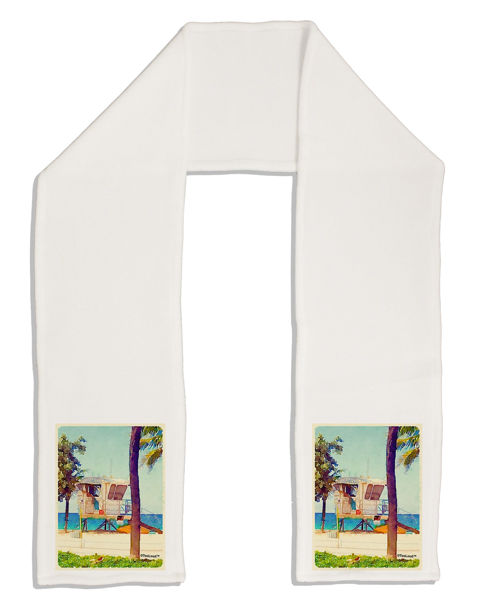Lifeguard Station Watercolor Adult Fleece 64&#x22; Scarf-TooLoud-White-One-Size-Adult-Davson Sales