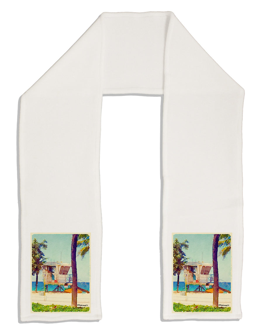 Lifeguard Station Watercolor Adult Fleece 64&#x22; Scarf-TooLoud-White-One-Size-Adult-Davson Sales