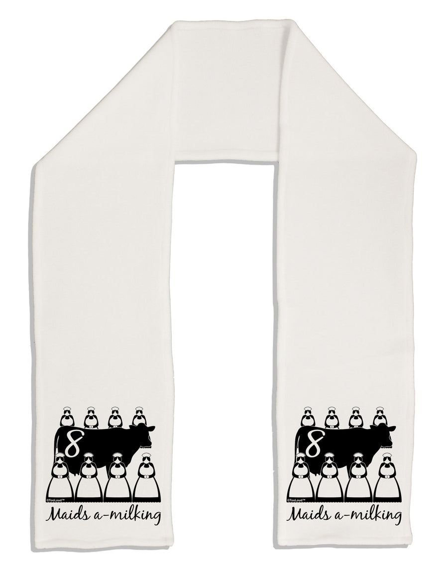 Eight Maids A Milking Text Adult Fleece 64&#x22; Scarf-TooLoud-White-One-Size-Adult-Davson Sales