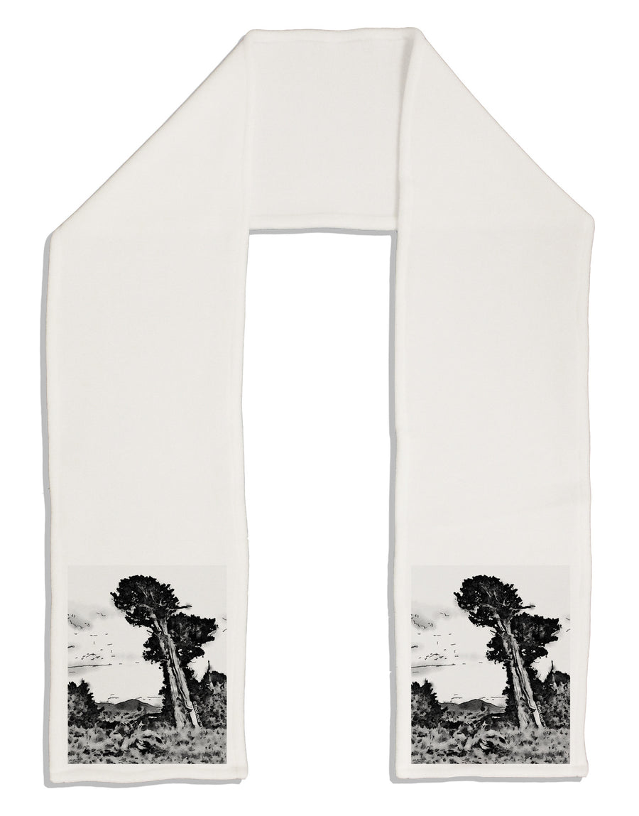 Colorado Landscape Watercolor BW Adult Fleece 64&#x22; Scarf-TooLoud-White-One-Size-Adult-Davson Sales