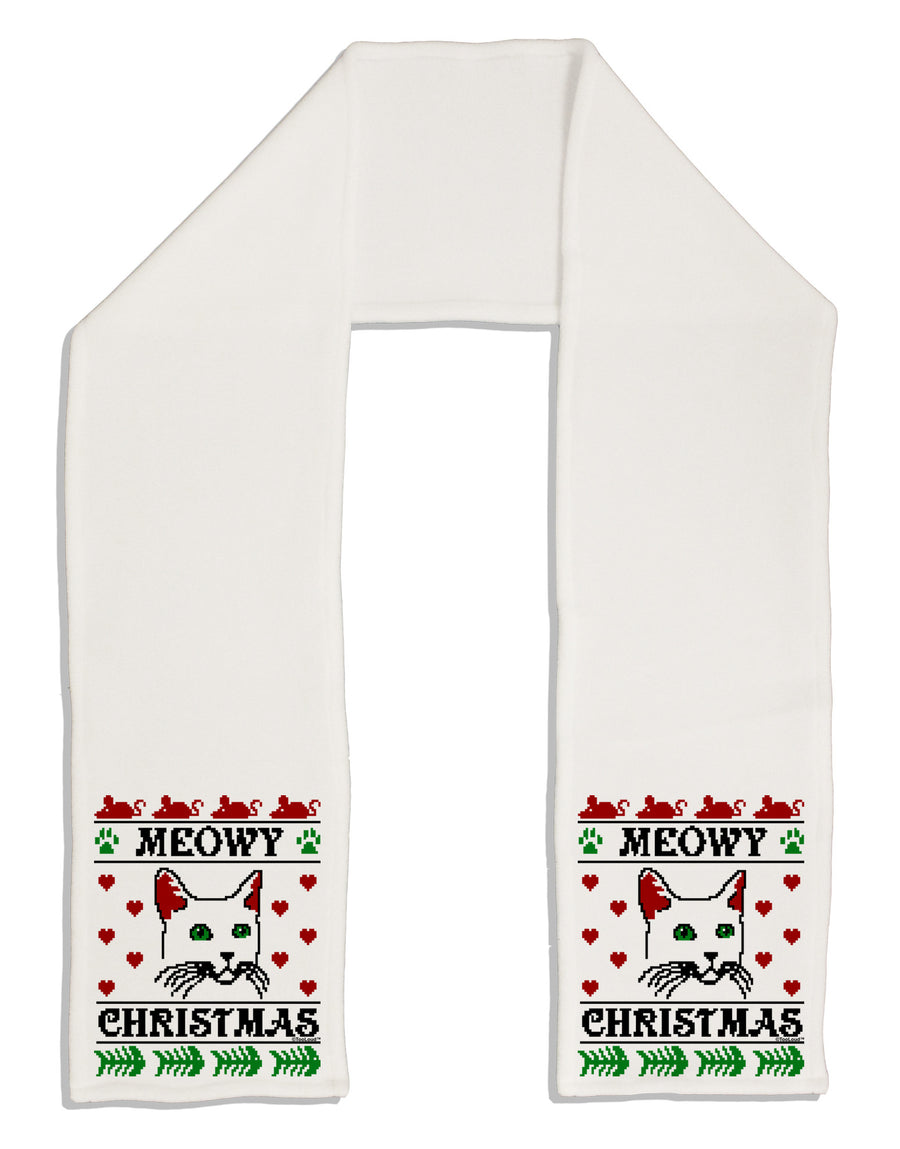 Meowy Christmas Cat Knit Look Adult Fleece 64&#x22; Scarf by-TooLoud-White-One-Size-Adult-Davson Sales