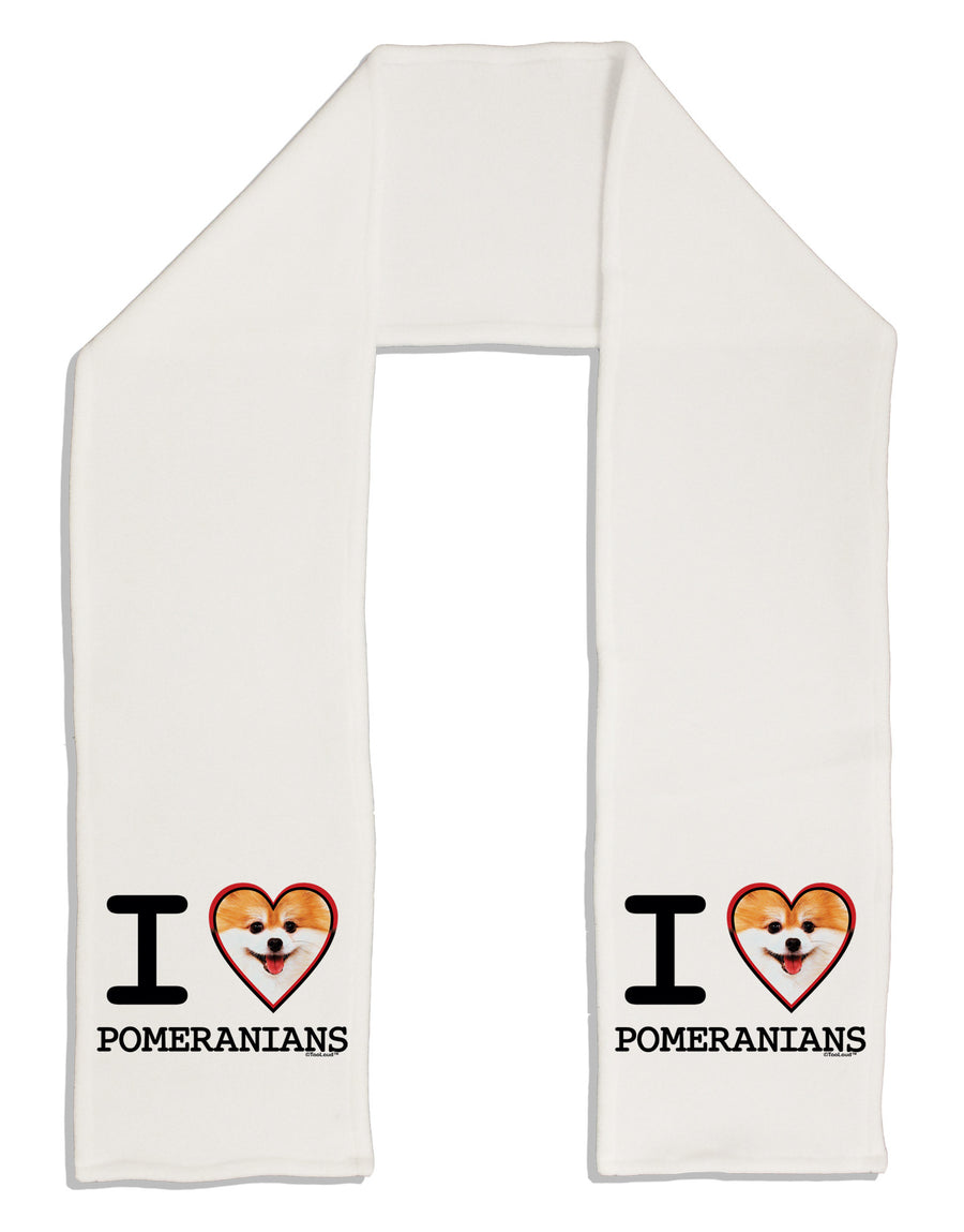 I Love Heart Pomeranians Adult Fleece 64&#x22; Scarf-TooLoud-White-One-Size-Adult-Davson Sales