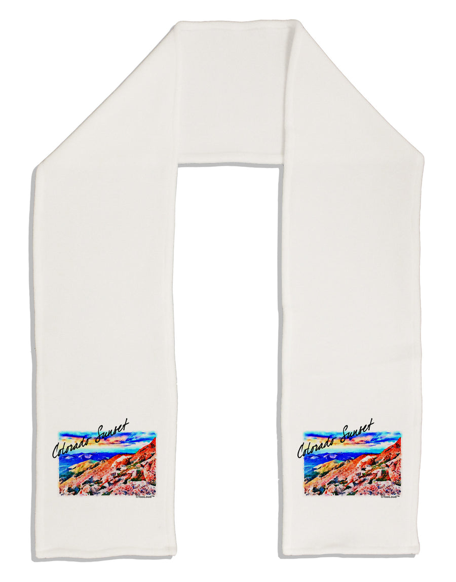 Colorado Mtn Sunset Bold WaterColor Adult Fleece 64&#x22; Scarf-TooLoud-White-One-Size-Adult-Davson Sales