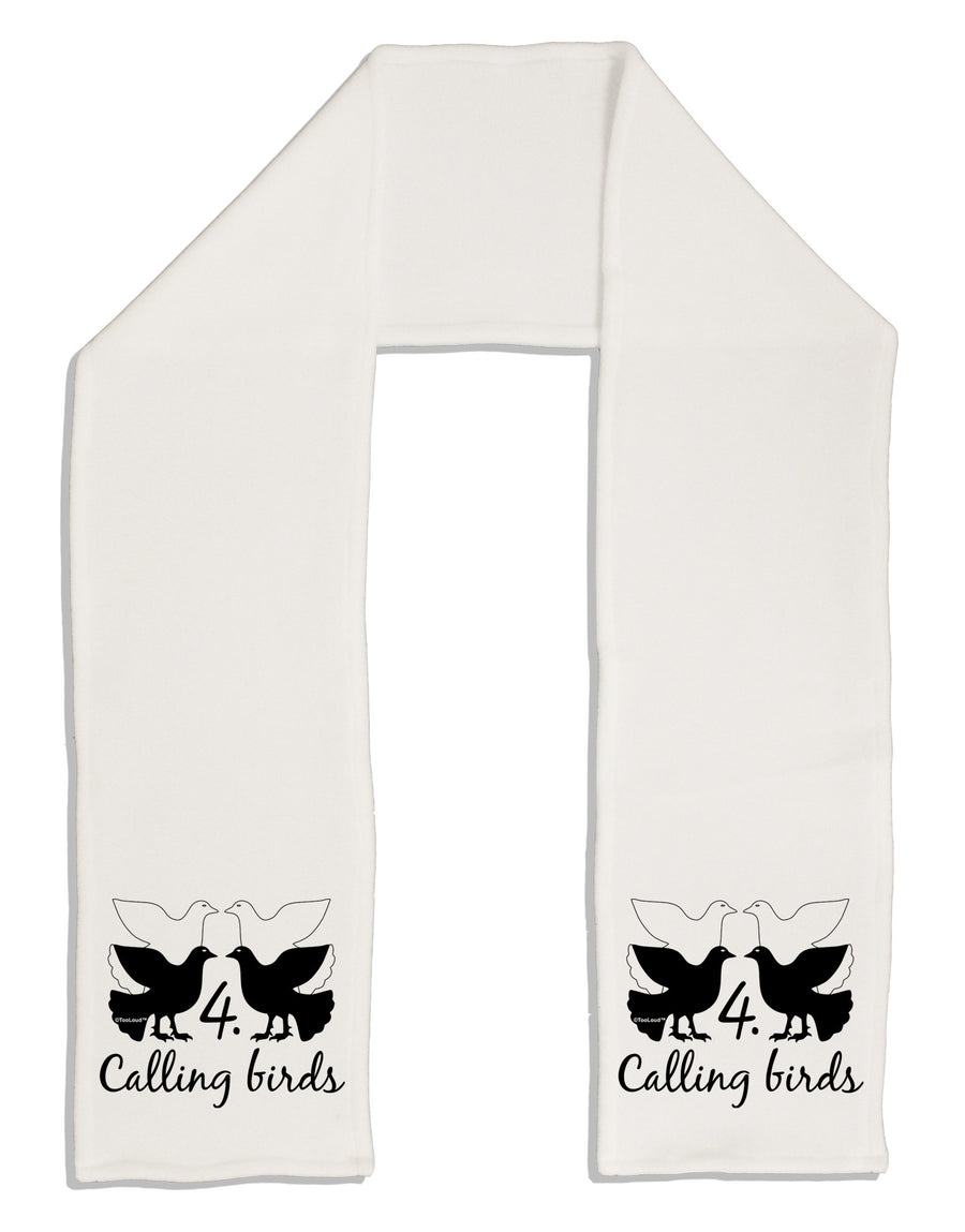 Four Calling Birds Text Adult Fleece 64&#x22; Scarf-TooLoud-White-One-Size-Adult-Davson Sales