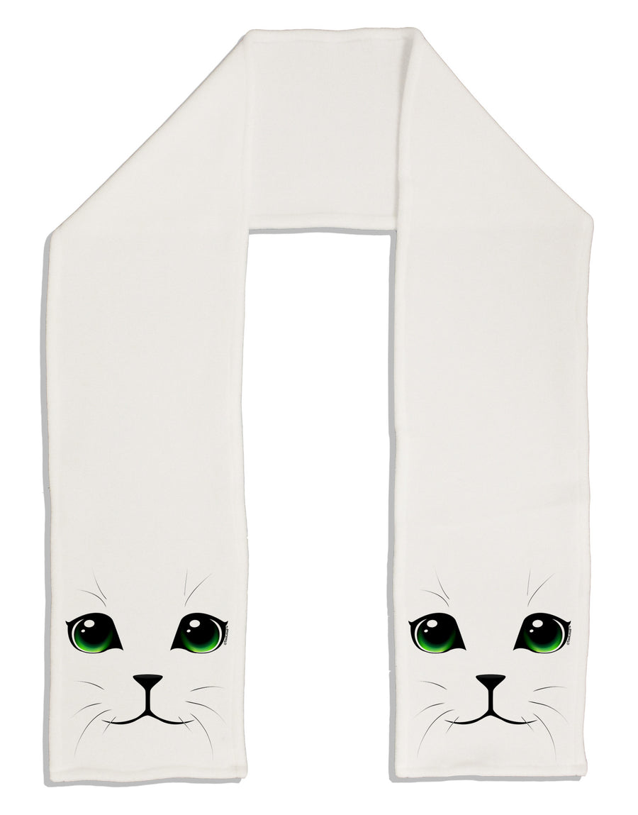 Green-Eyed Cute Cat Face Adult Fleece 64&#x22; Scarf-TooLoud-White-One-Size-Adult-Davson Sales