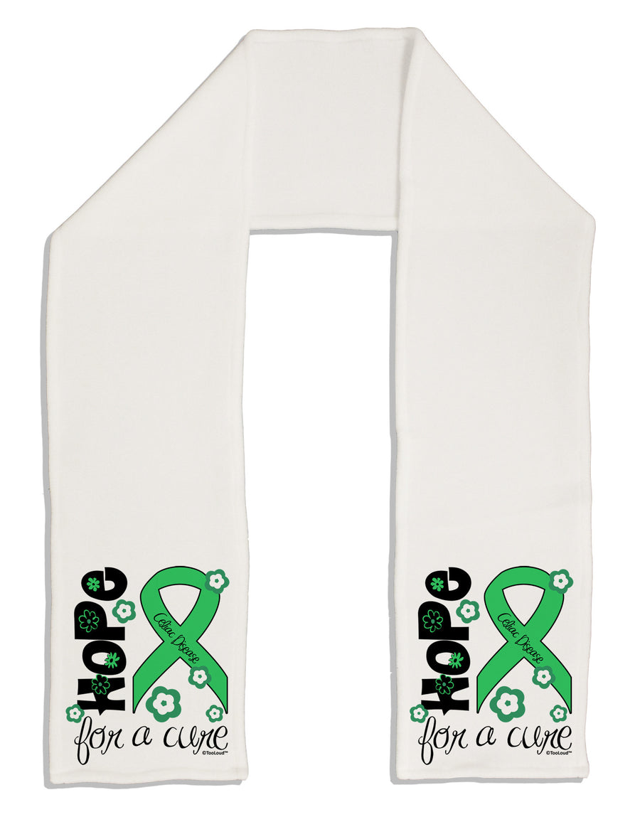 Hope for a Cure - Light Green Ribbon Celiac Disease - Flowers Adult Fleece 64&#x22; Scarf-TooLoud-White-One-Size-Adult-Davson Sales