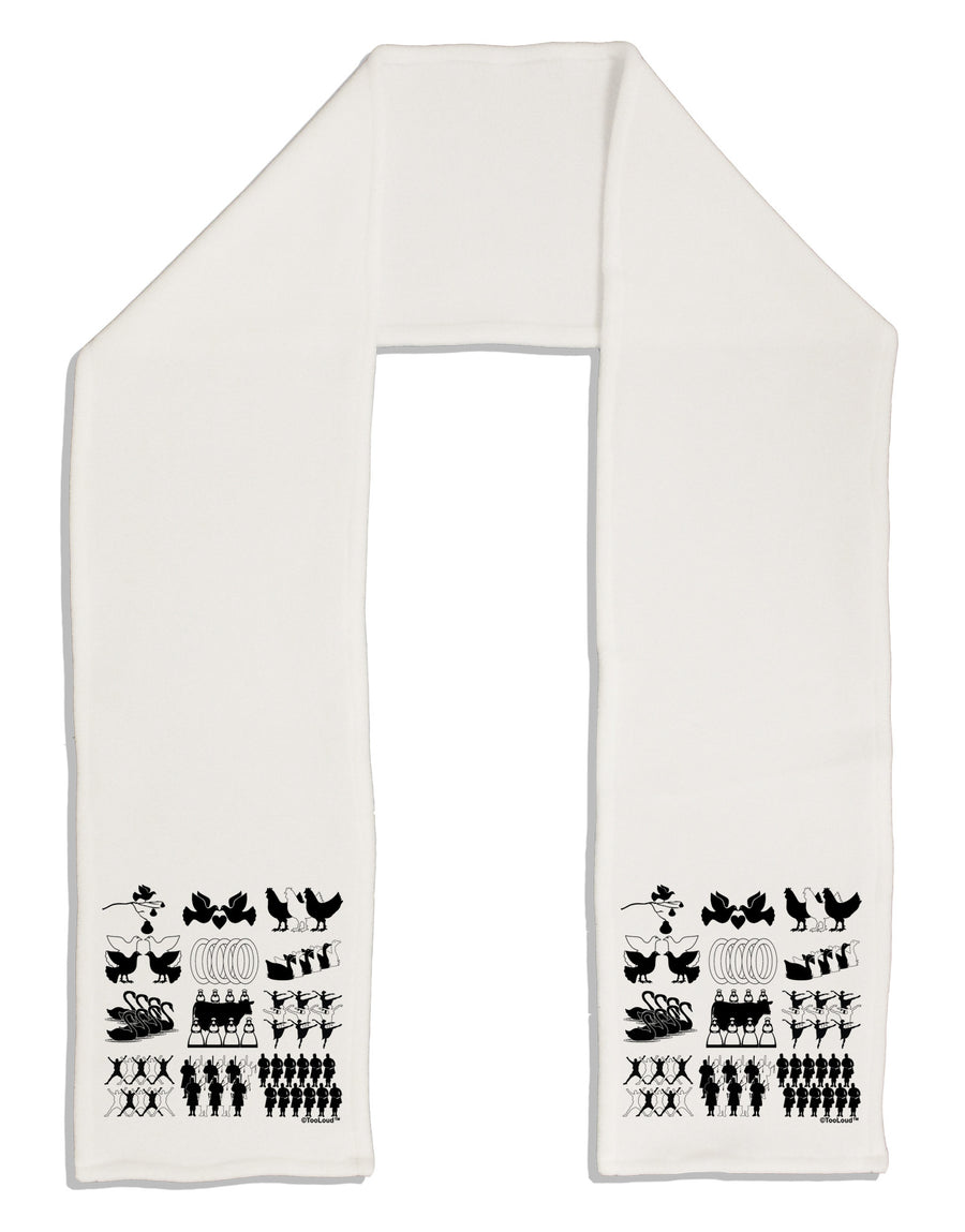 Twelve Days of Christmas Adult Fleece 64&#x22; Scarf-TooLoud-White-One-Size-Adult-Davson Sales