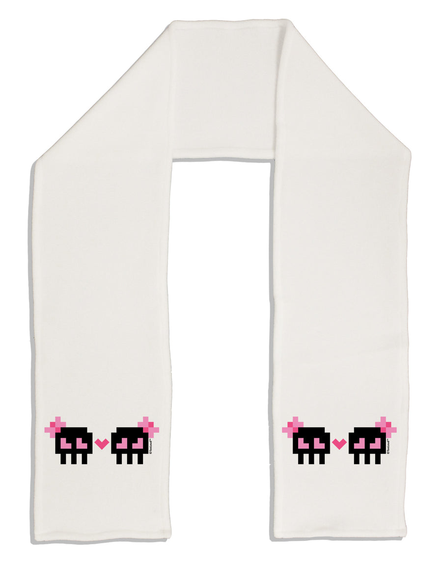 8-Bit Skull Love - Girl and Girl Adult Fleece 64&#x22; Scarf-TooLoud-White-One-Size-Adult-Davson Sales