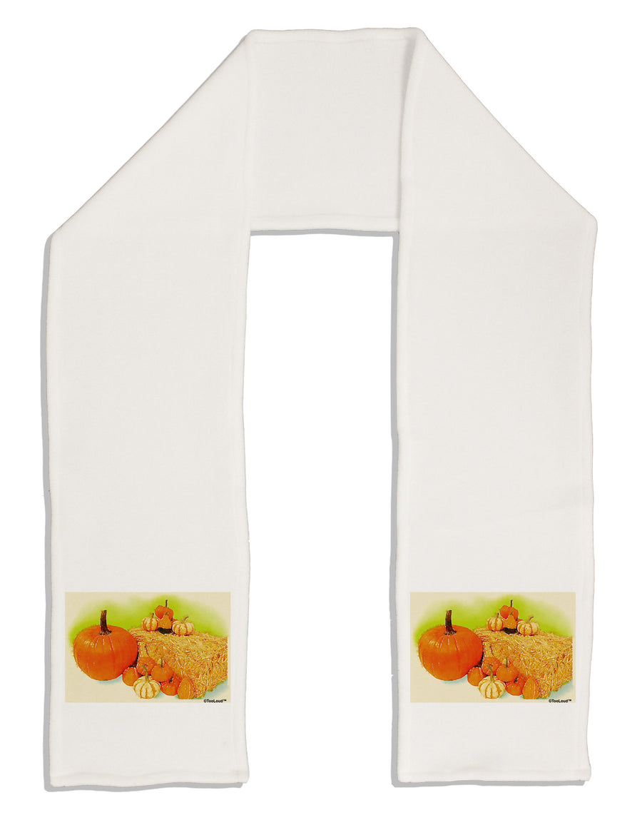 Fall Pumpkin Scene Adult Fleece 64&#x22; Scarf-TooLoud-White-One-Size-Adult-Davson Sales