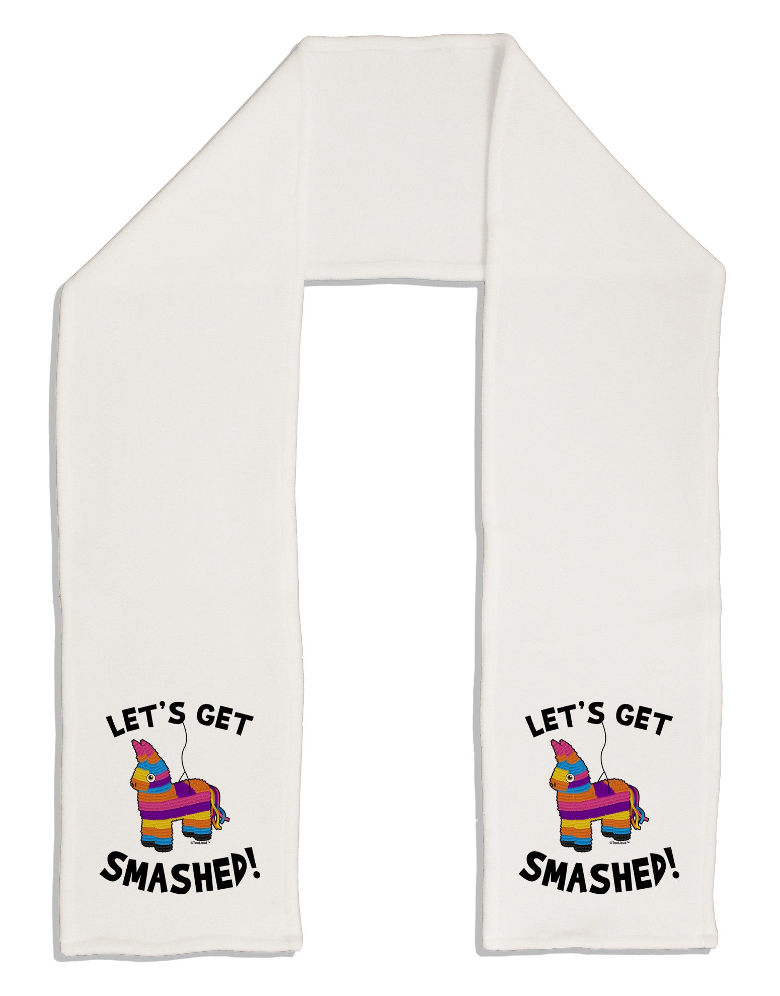 Let's Get Smashed Pinata Adult Fleece 64&#x22; Scarf-TooLoud-White-One-Size-Adult-Davson Sales