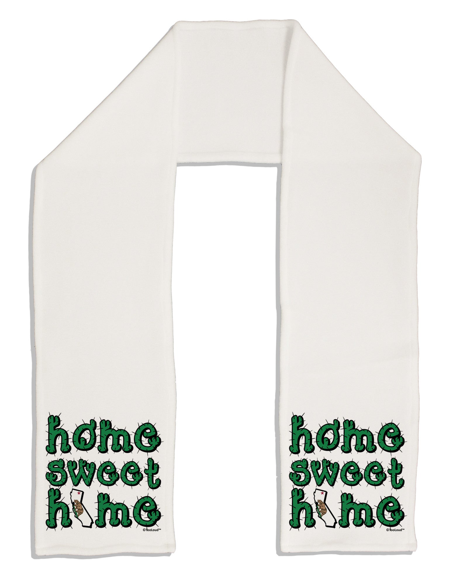 Home Sweet Home - California - Cactus and State Flag Adult Fleece 64&#x22; Scarf by TooLoud-TooLoud-White-One-Size-Adult-Davson Sales