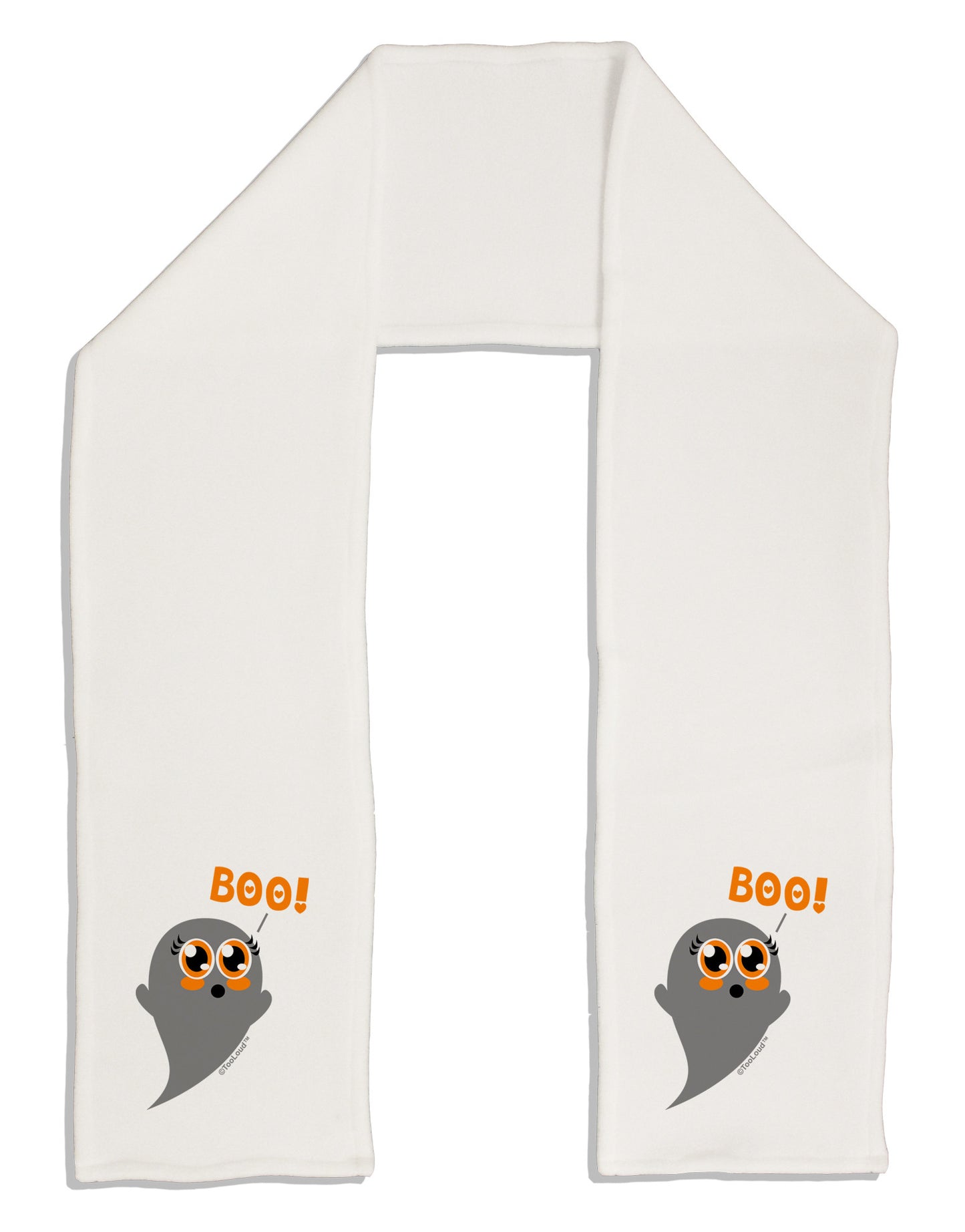 Cute Boo Ghost Adult Fleece 64&#x22; Scarf-TooLoud-White-One-Size-Adult-Davson Sales