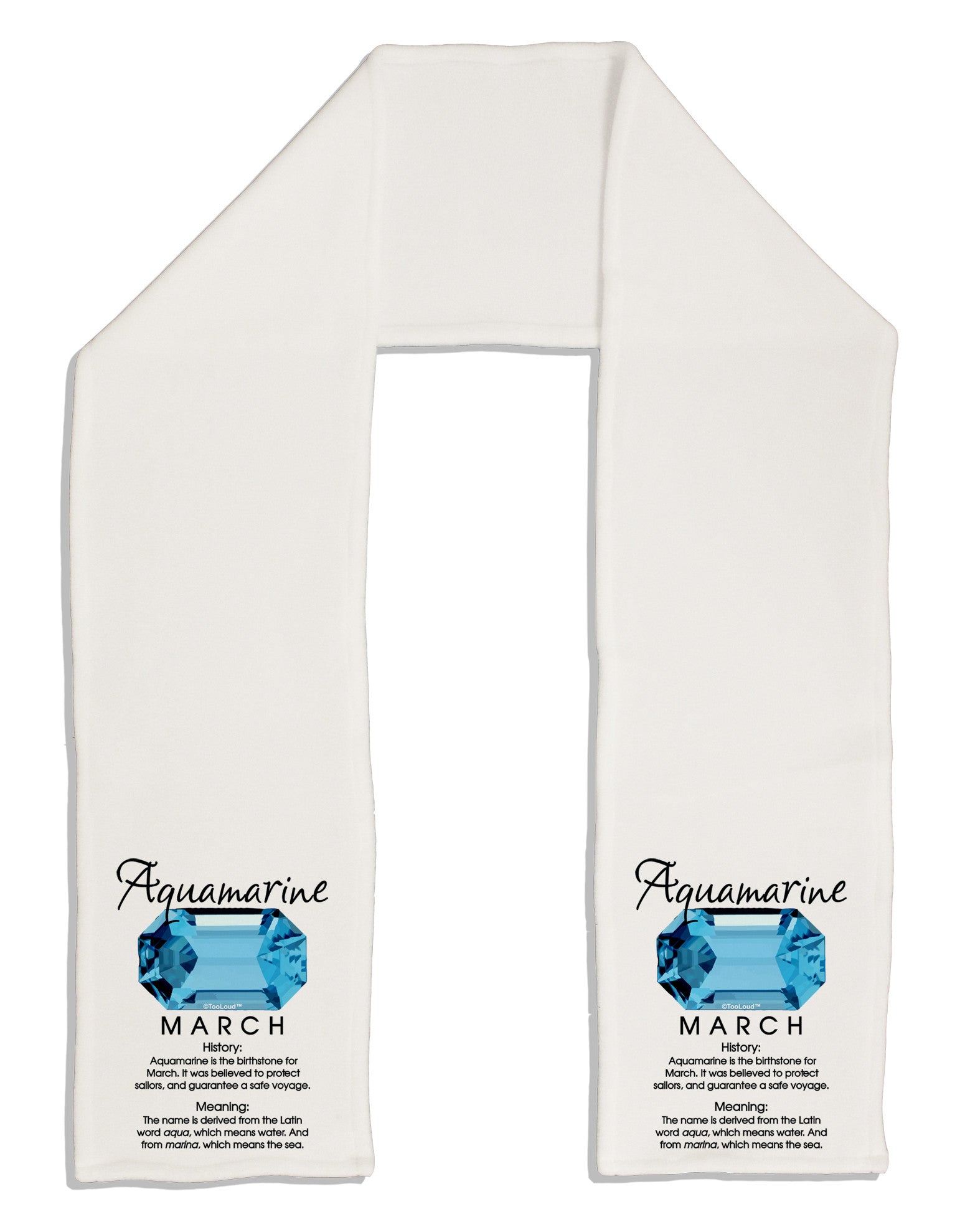 Birthstone Aquamarine Adult Fleece 64&#x22; Scarf-TooLoud-White-One-Size-Adult-Davson Sales