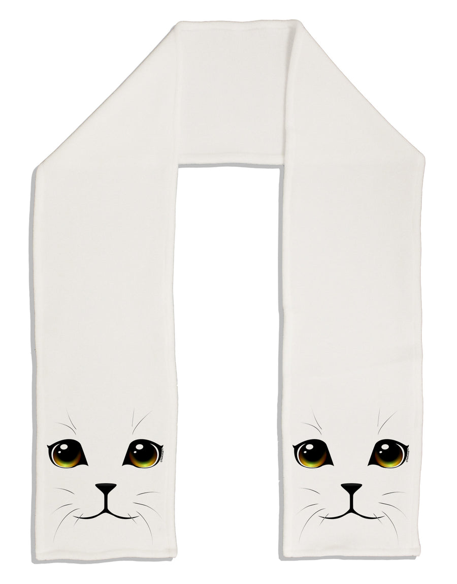 TooLoud Yellow Amber-Eyed Cute Cat Face Adult Fleece 64&#x22; Scarf-TooLoud-White-One-Size-Adult-Davson Sales