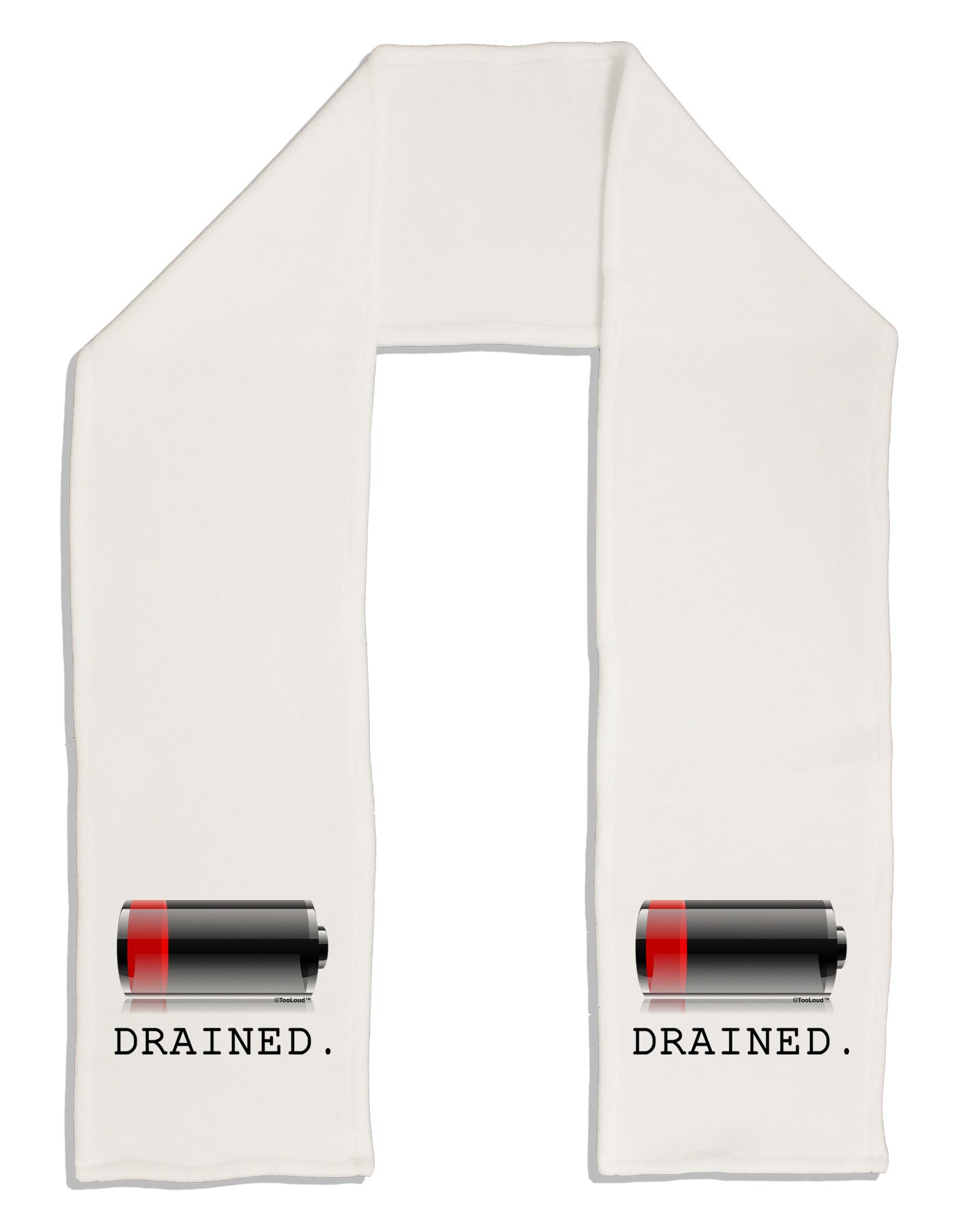 Battery Drained Adult Fleece 64&#x22; Scarf-TooLoud-White-One-Size-Adult-Davson Sales