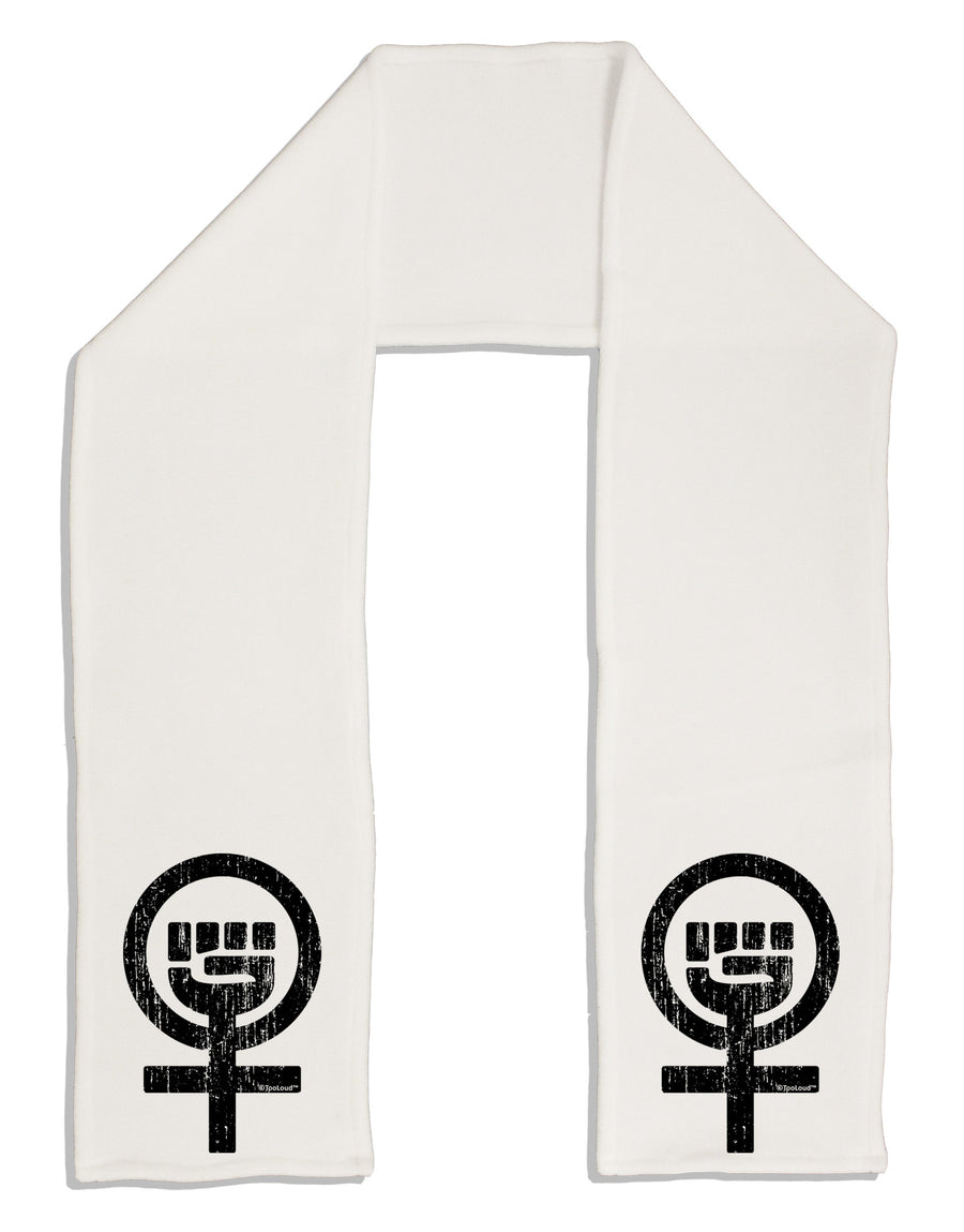 Distressed Feminism Symbol Adult Fleece 64&#x22; Scarf-TooLoud-White-One-Size-Adult-Davson Sales